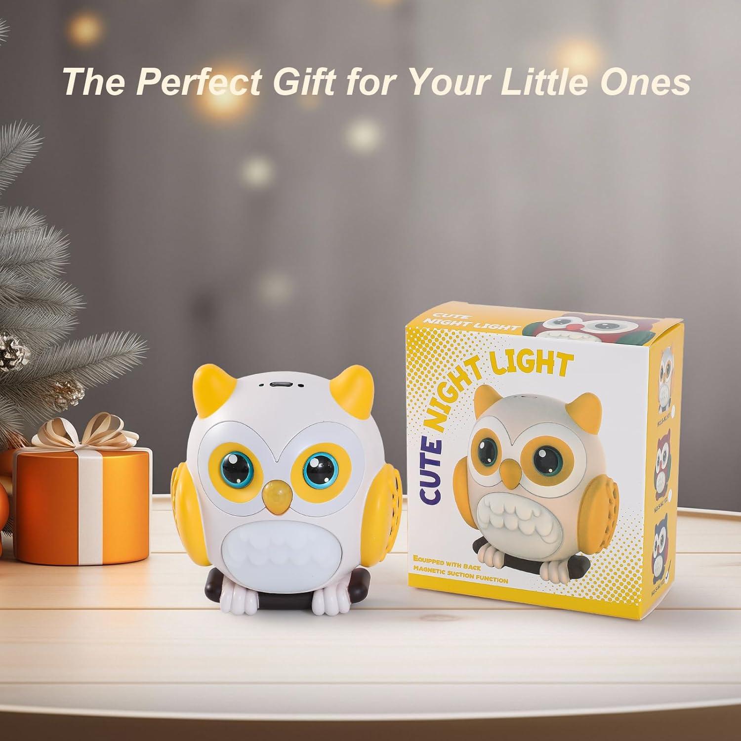 Luz Nocturna 3D Hooty Búho LED Recargable Amarillo