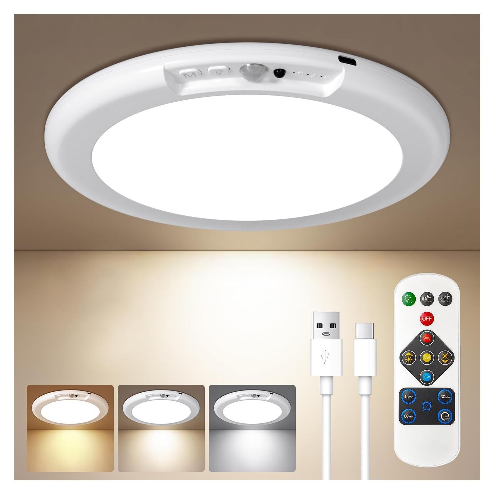 Luz de Techo Recargable Ktpugorn con Sensor de Movimiento 6000mAh