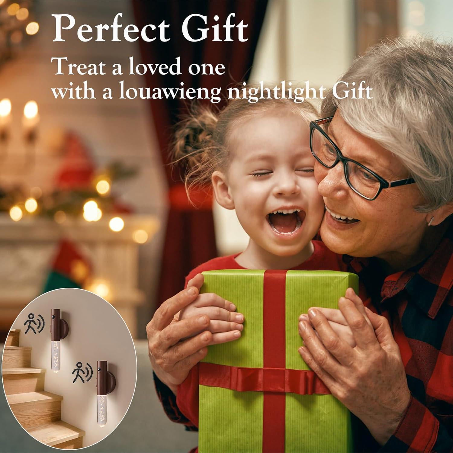 Luz Nocturna LED Recargable Louawieng, Sensor de Movimiento, 3 Colores