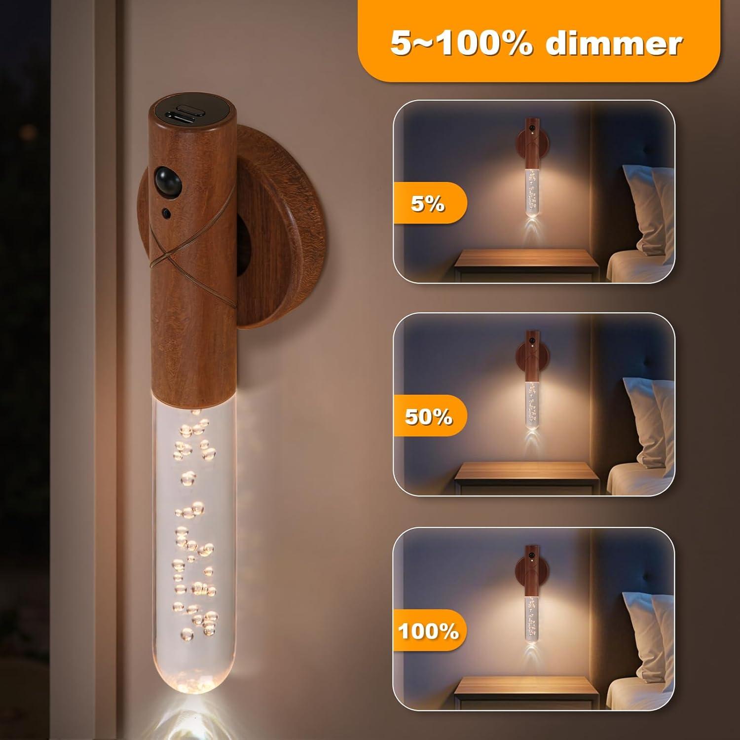 Luz Nocturna LED Recargable Louawieng, Sensor de Movimiento, 3 Colores