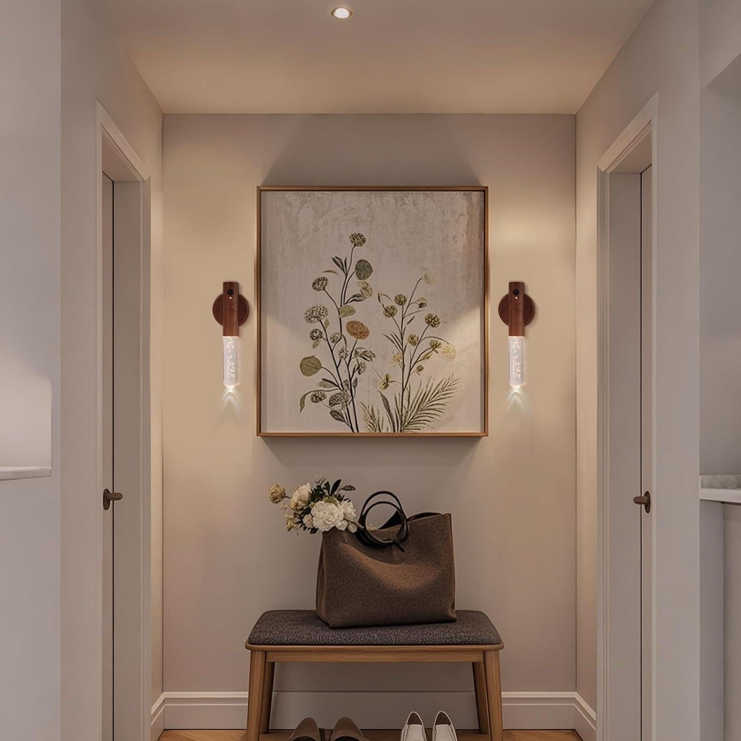 Luz Nocturna LED Recargable Louawieng, Sensor de Movimiento, 3 Colores