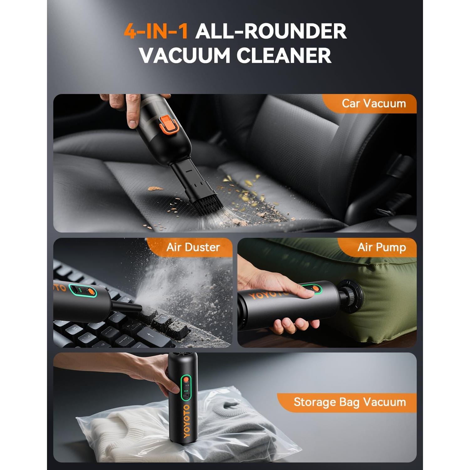 Aspiradora de Mano Inalámbrica YOYOTO VC28 4-en-1 21000Pa