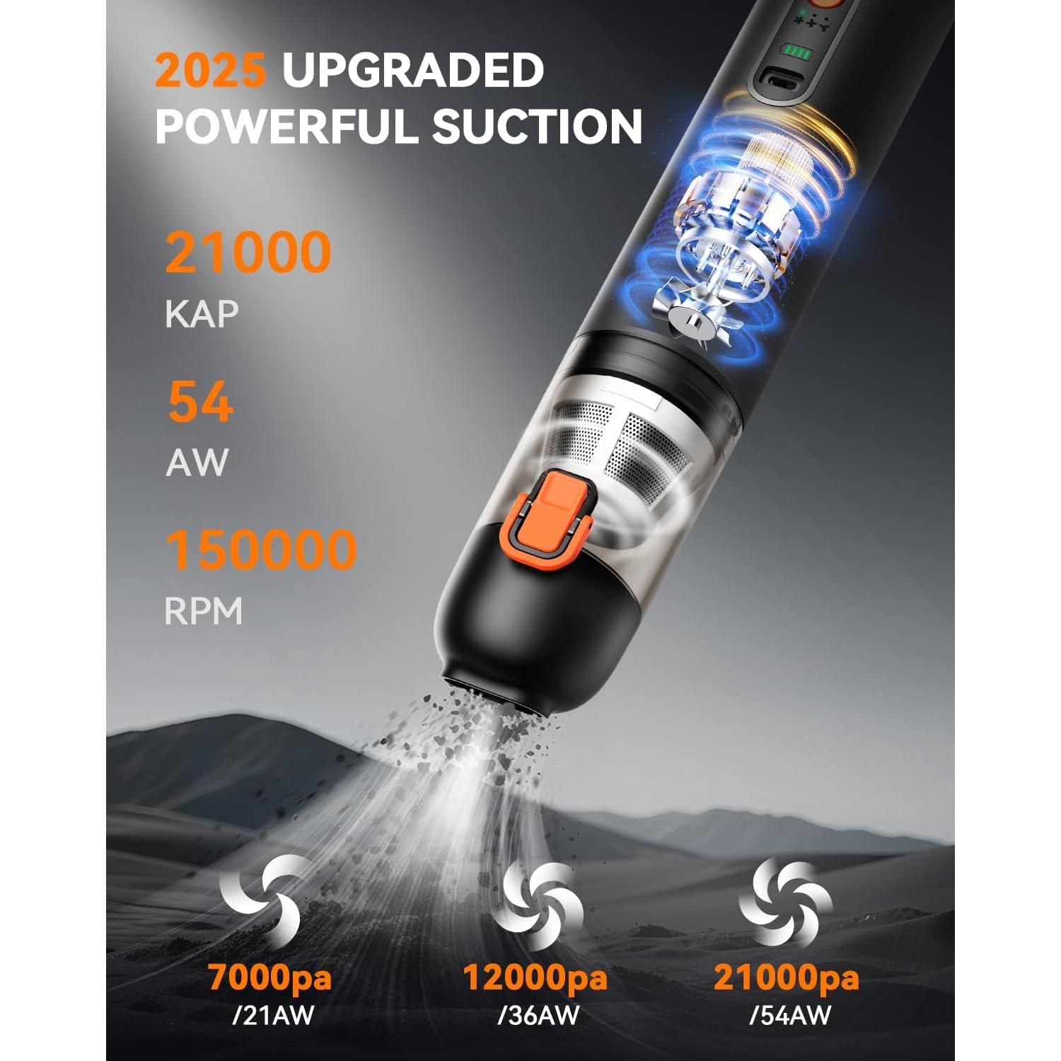 Aspiradora de Mano Inalámbrica YOYOTO VC28 4-en-1 21000Pa