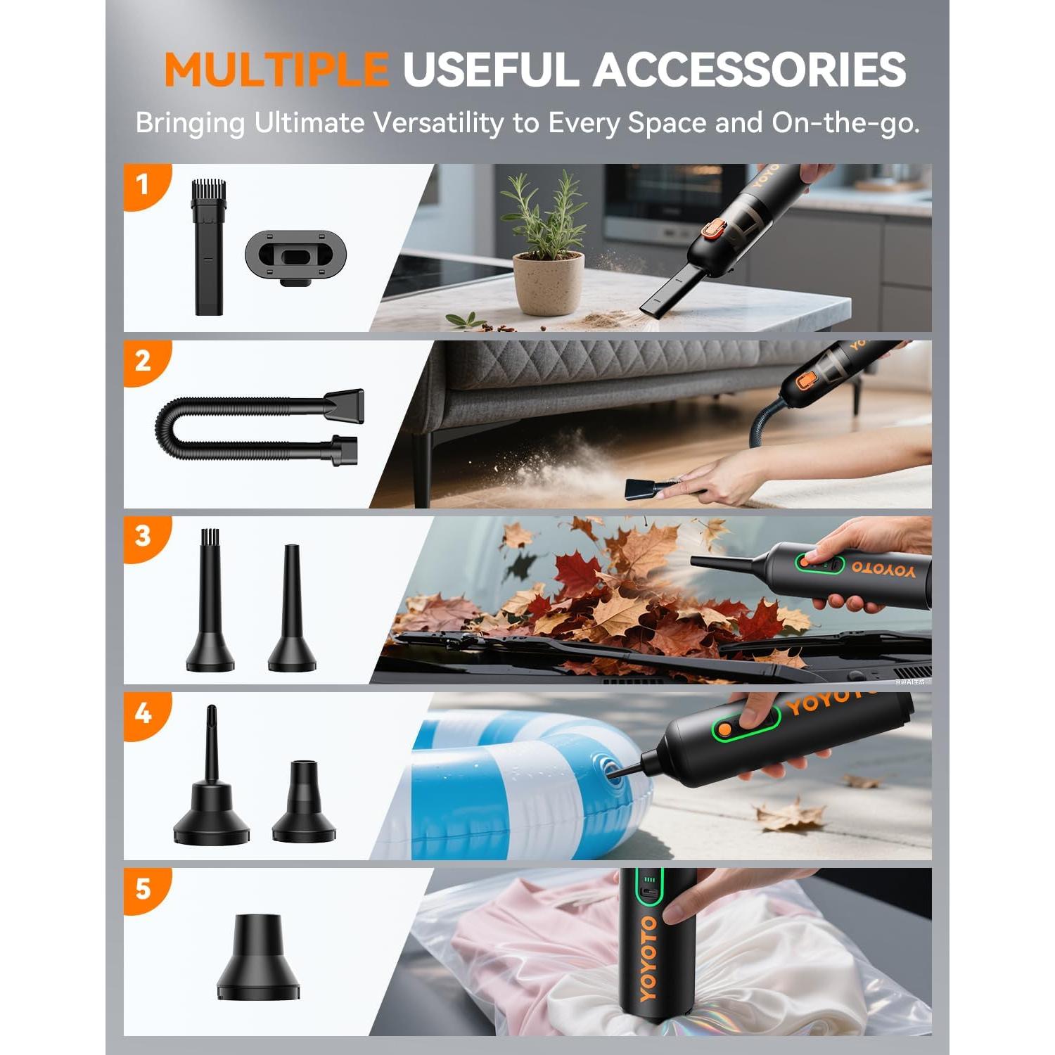 Aspiradora de Mano Inalámbrica YOYOTO VC28 4-en-1 21000Pa