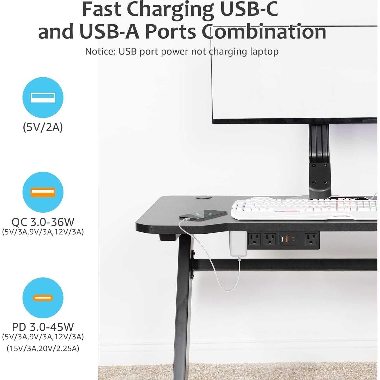 Regleta de Enchufes HHSOET 45W con Carga Rápida USB 1.83m