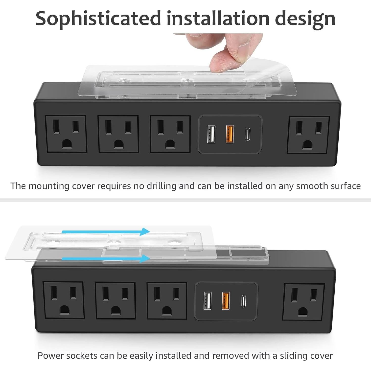 Regleta de Enchufes HHSOET 45W con Carga Rápida USB 1.83m