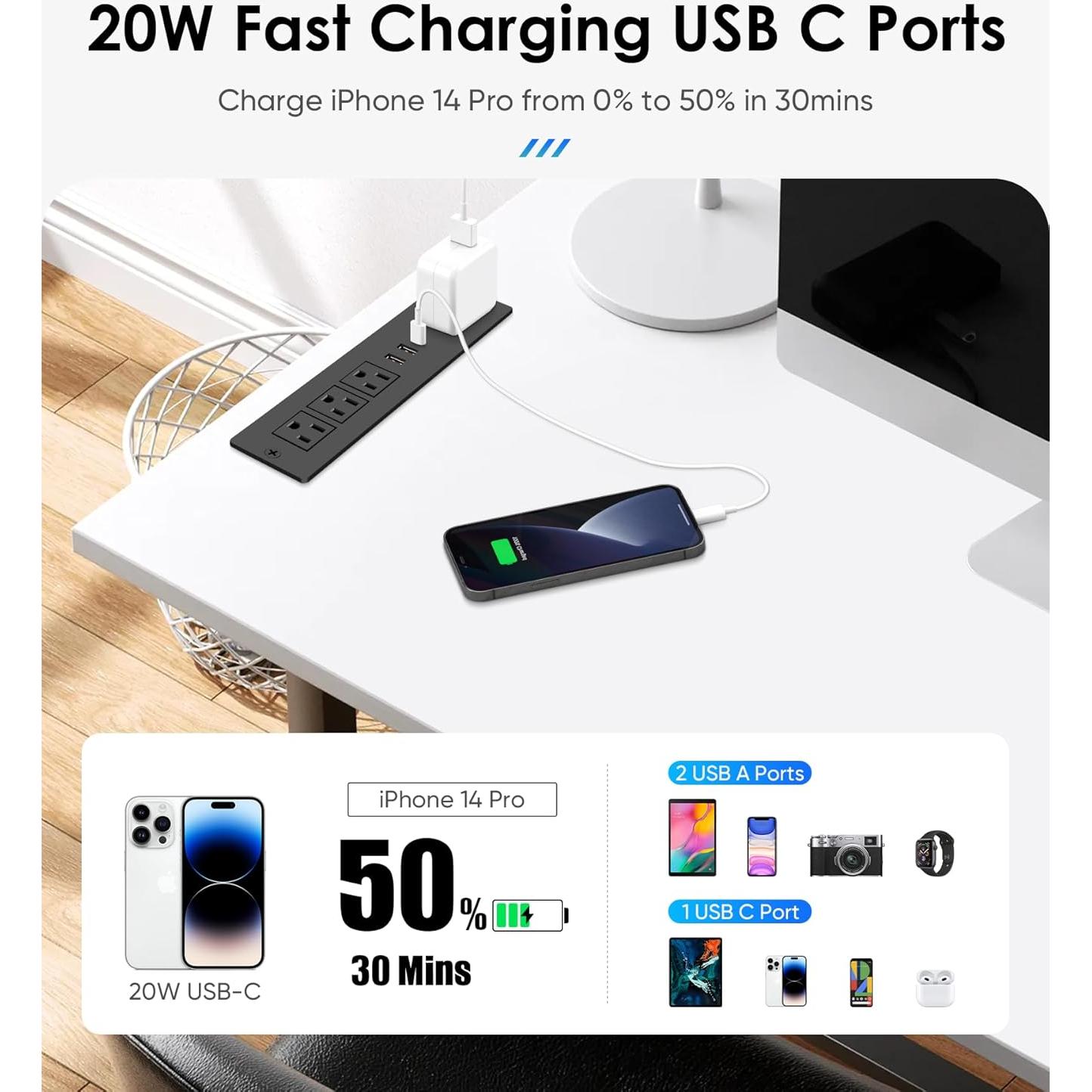 Toma de Corriente Empotrada VILONG con 4 Tomas y 3 USB