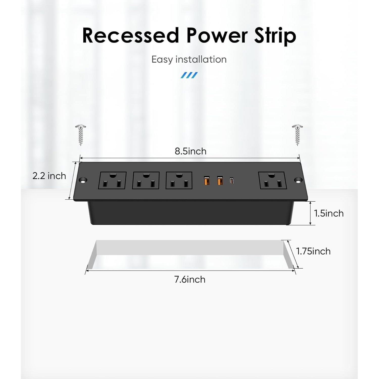 Toma de Corriente Empotrada VILONG con 4 Tomas y 3 USB