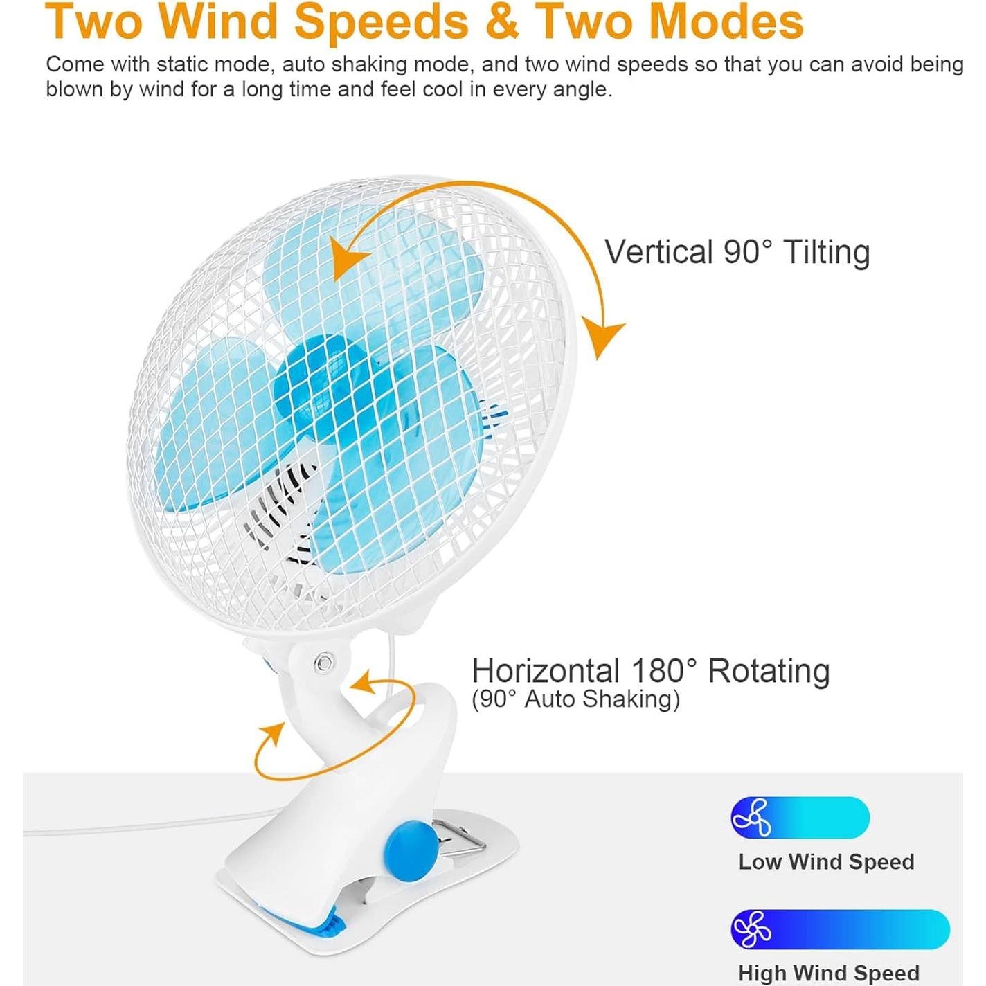 Ventilador de Clip KOCASO GPCT2843 20W 2 Velocidades Silencioso