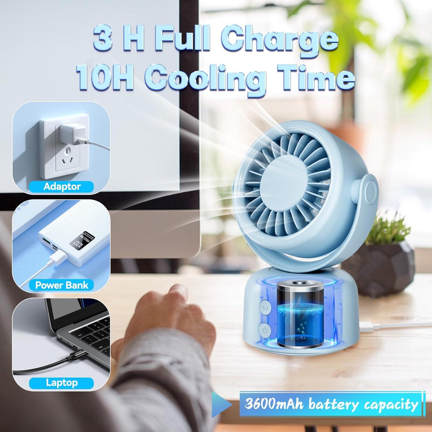 Ventilador de Mesa Motomate Azul 5" Portátil 3 Velocidades