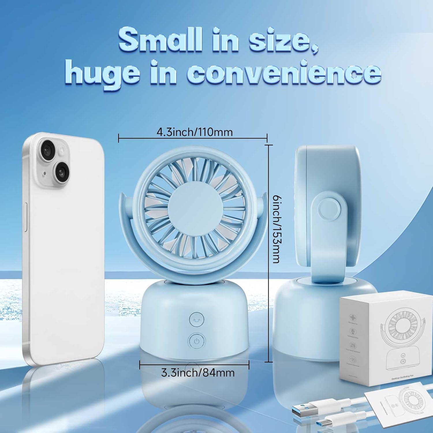 Ventilador de Mesa Motomate Azul 5" Portátil 3 Velocidades