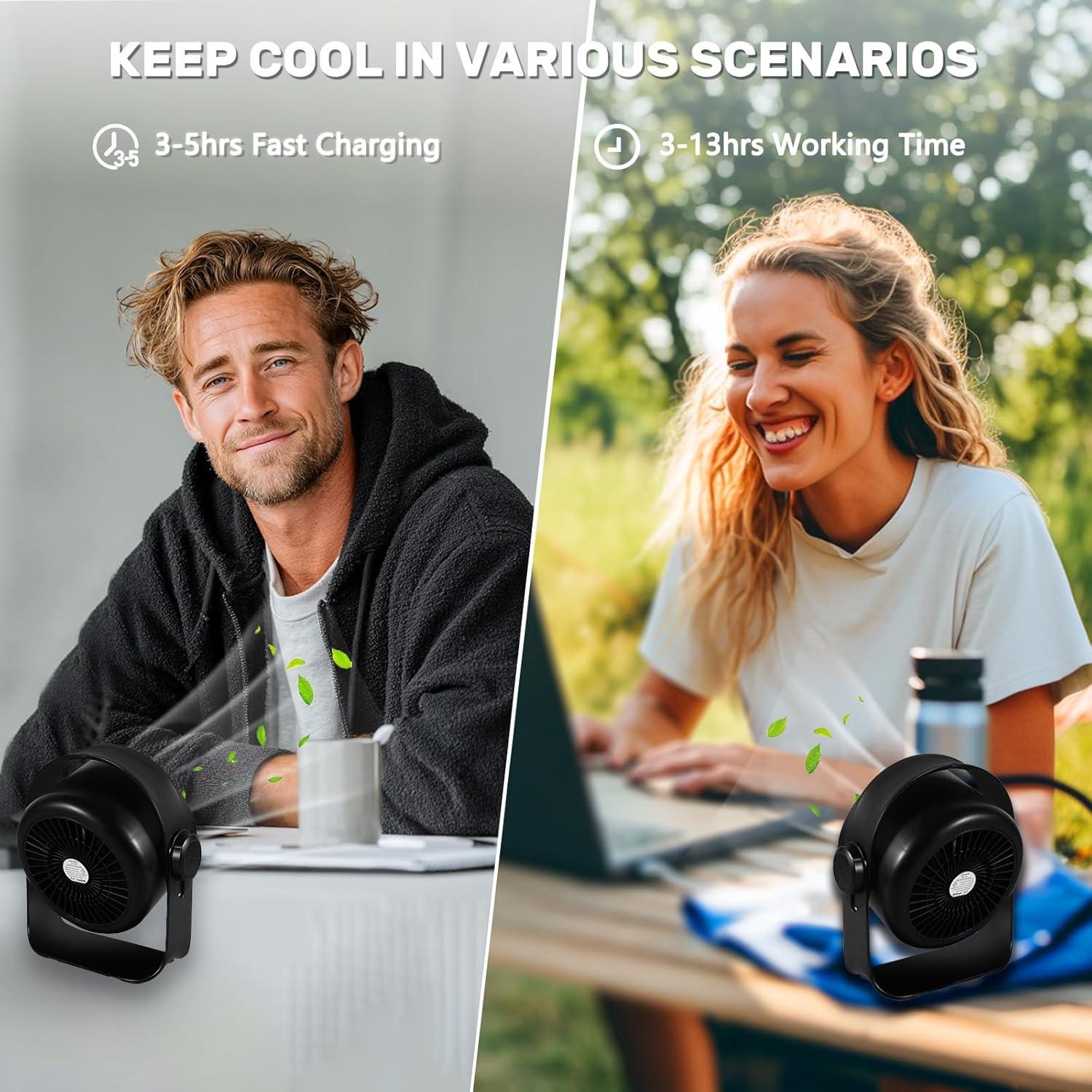 Ventilador de Mesa VAVOFO Negro, 100 Velocidades, 5 Modos, USB