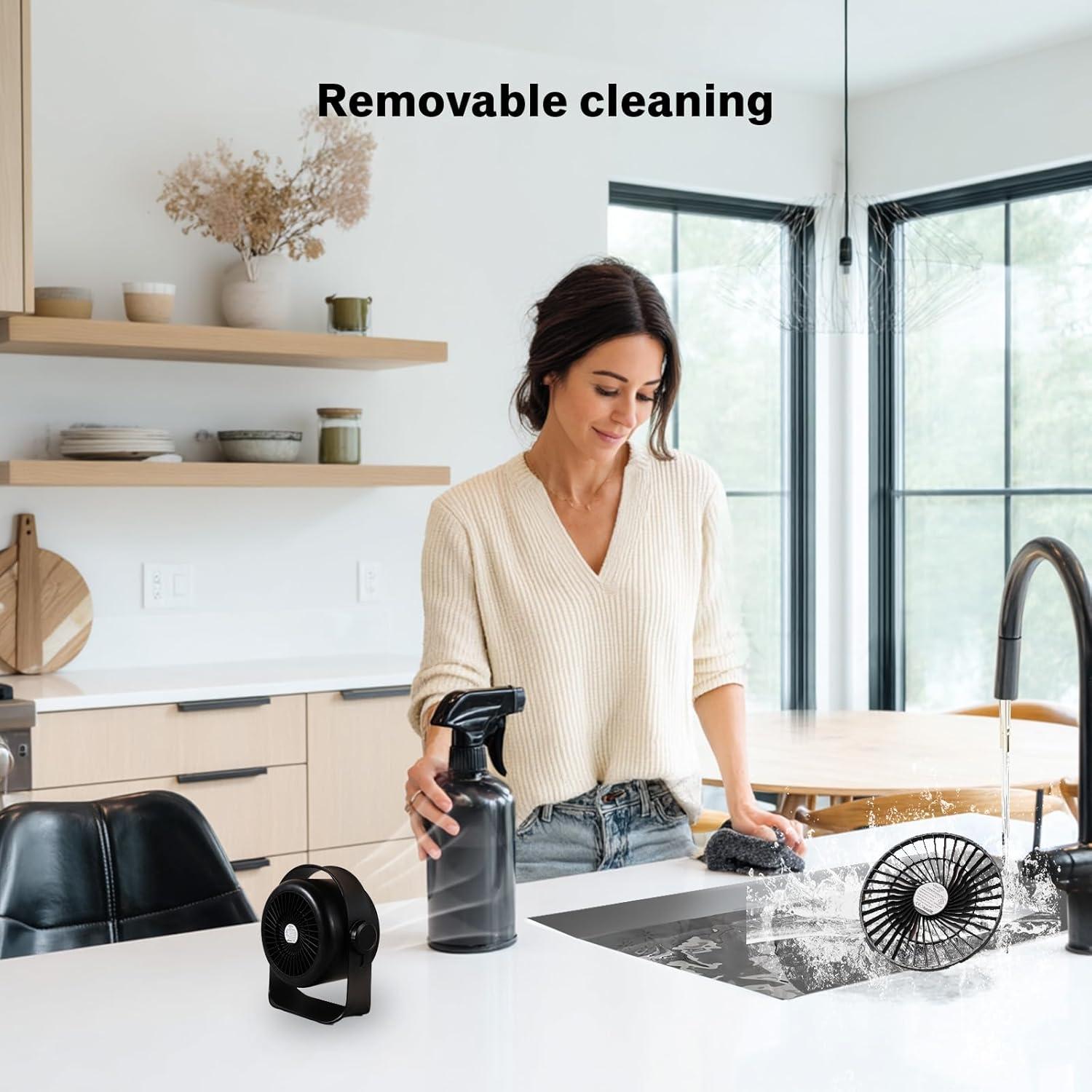 Ventilador de Mesa VAVOFO Negro, 100 Velocidades, 5 Modos, USB