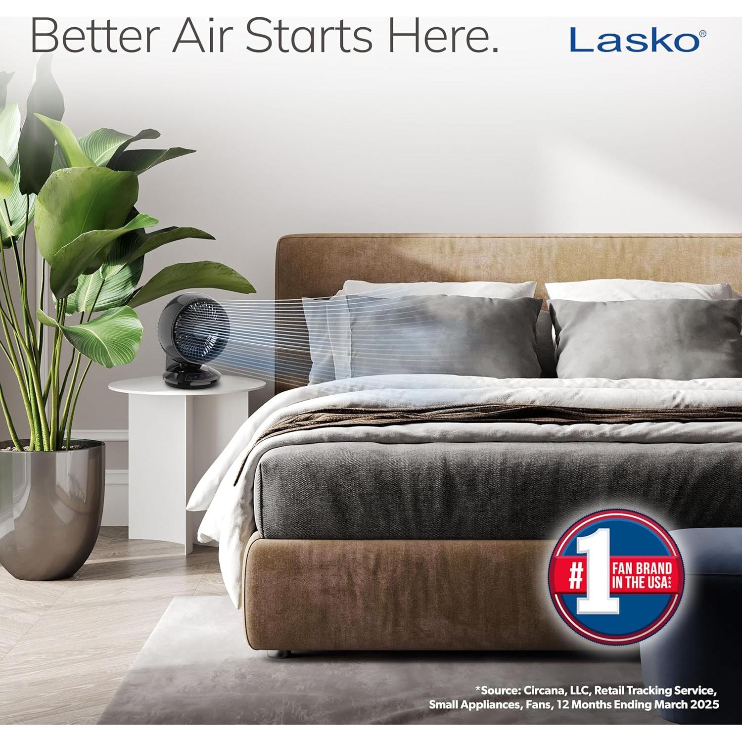 Ventilador Circulador de Aire Lasko Whirlwind 3 Velocidades Negro