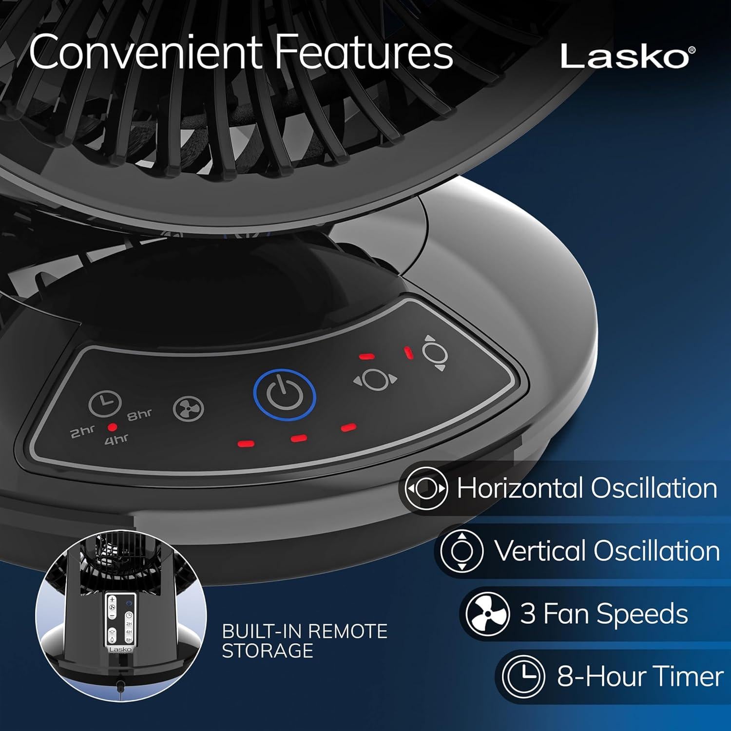 Ventilador Circulador de Aire Lasko Whirlwind 3 Velocidades Negro