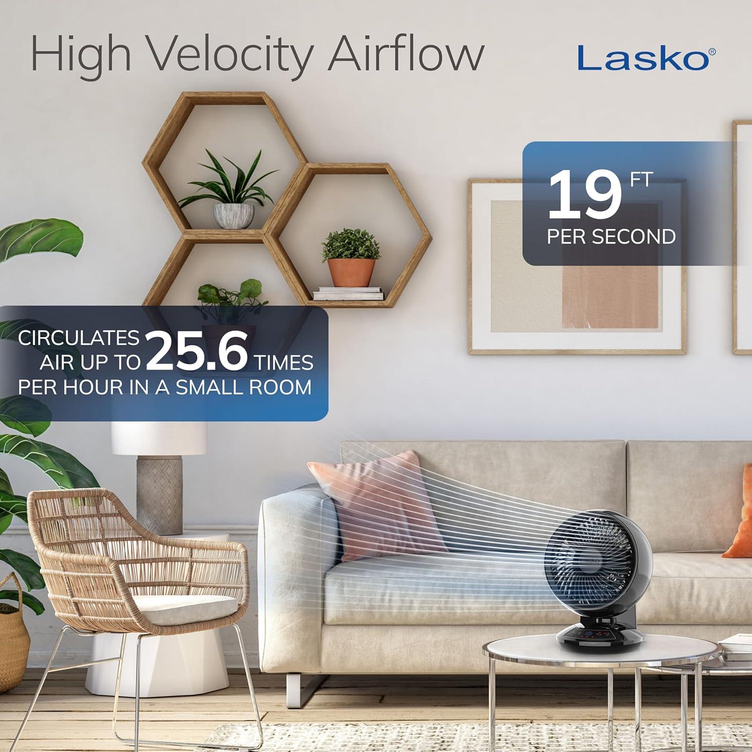 Ventilador Circulador de Aire Lasko Whirlwind 3 Velocidades Negro