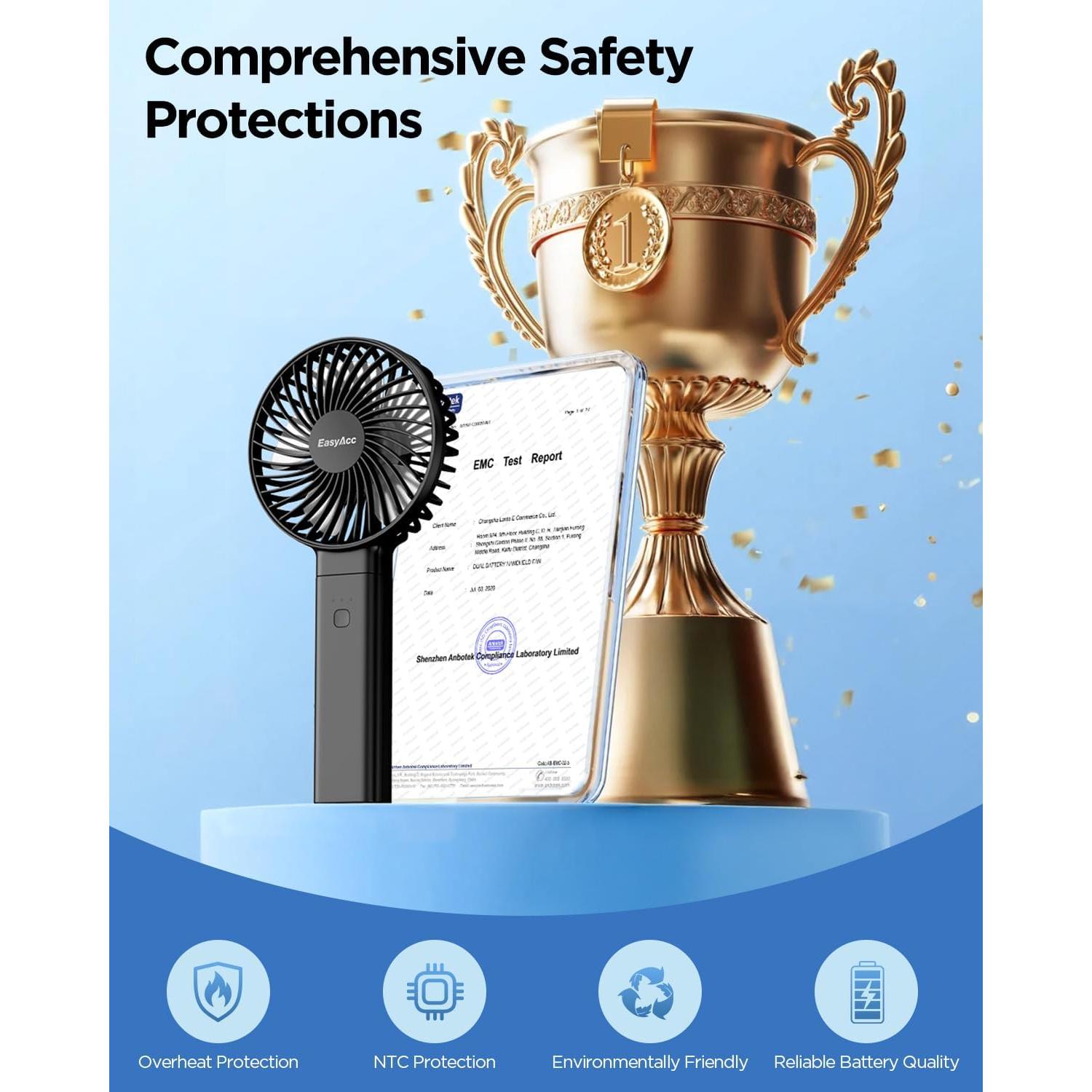 Ventilador Personal Portátil Recargable EasyAcc FNHD-3350BL 4 Velocidades