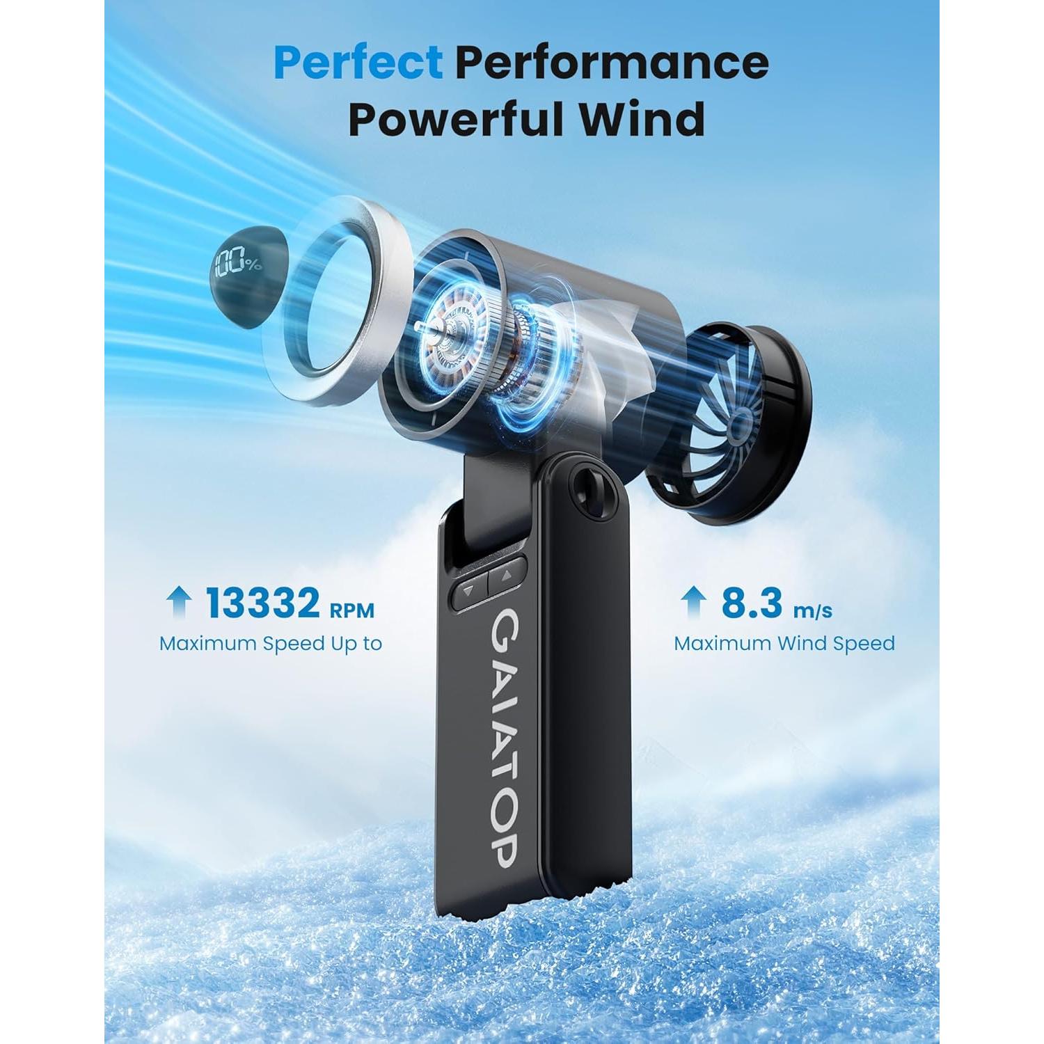 Ventilador Portátil Gaiatop Mini 6 Velocidades Plegable LED