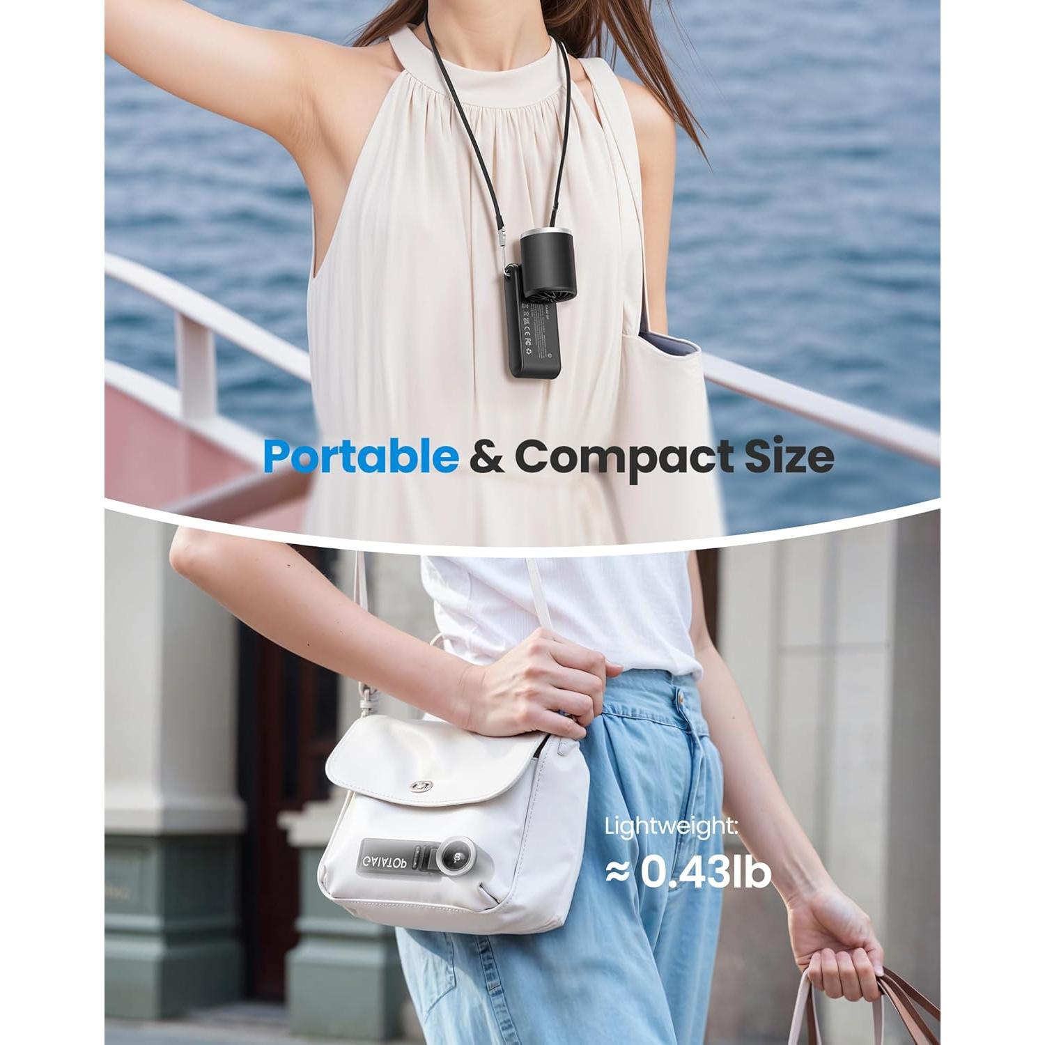 Ventilador Portátil Gaiatop Mini 6 Velocidades Plegable LED