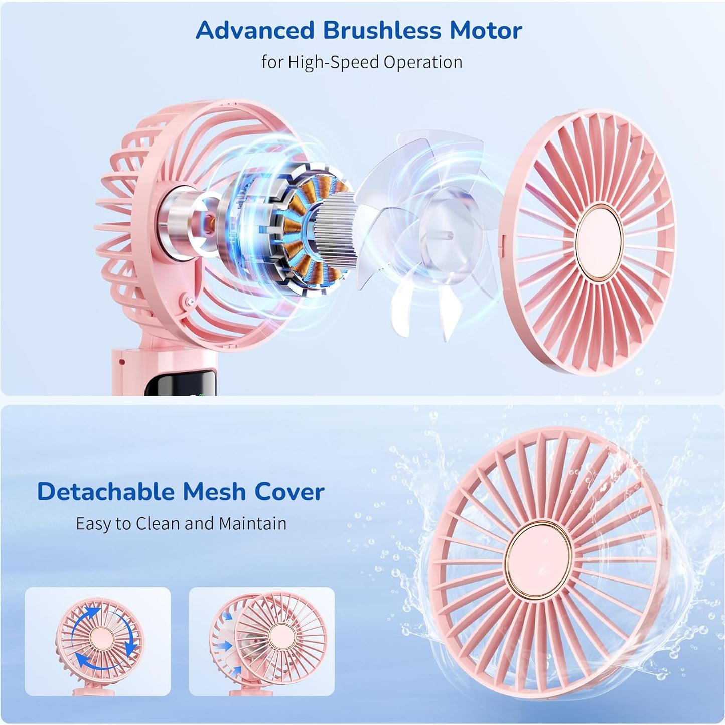 Ventilador Portátil de Mano Morelax Plegable 180° Rosa 5200mAh