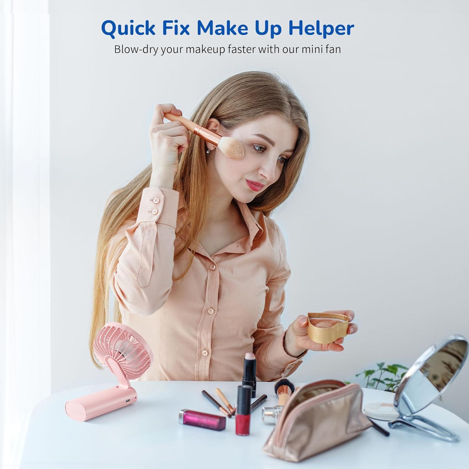 Ventilador Portátil de Mano Morelax Plegable 180° Rosa 5200mAh