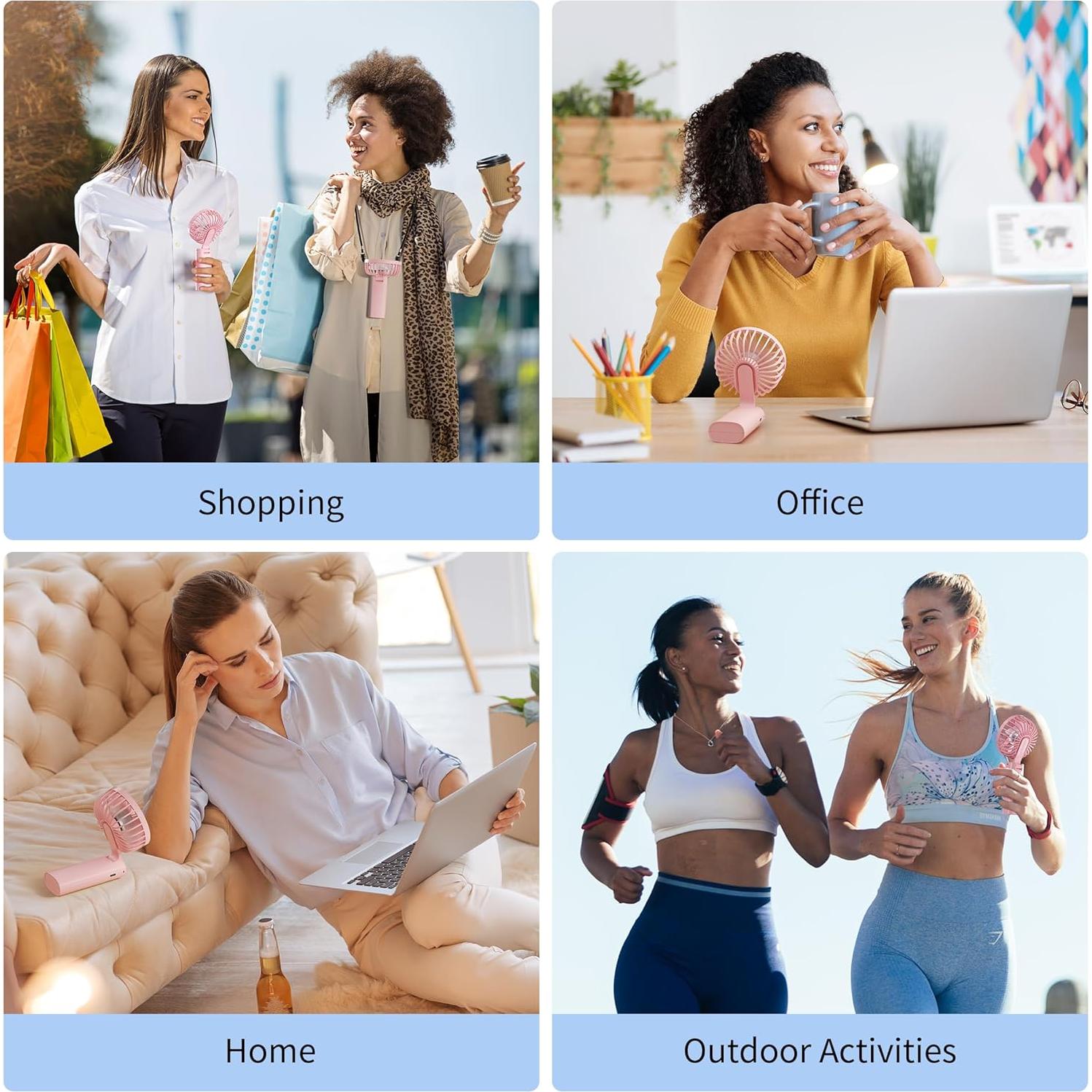 Ventilador Portátil de Mano Morelax Plegable 180° Rosa 5200mAh