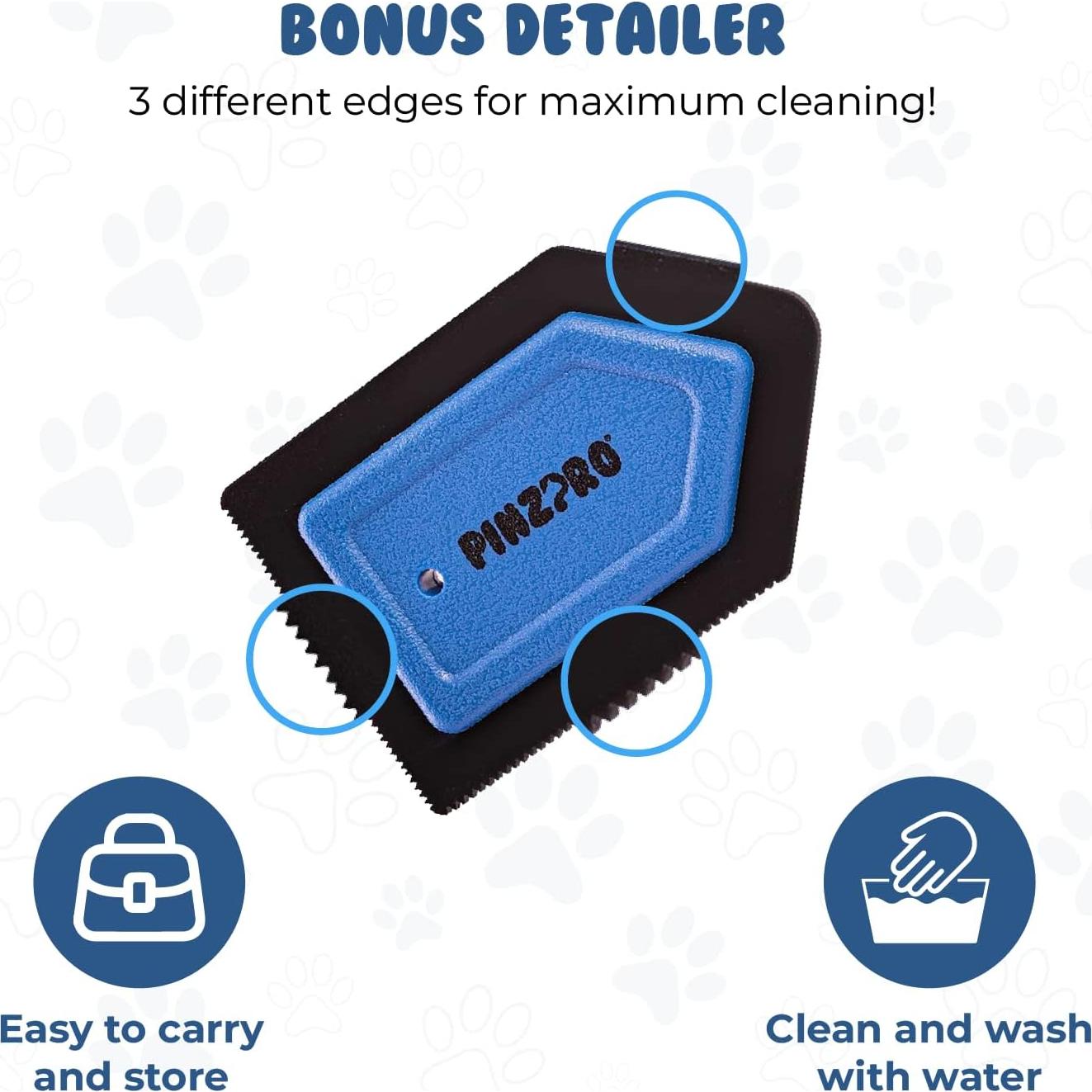 Removedor de Pelo de Mascota PinzPro + Cepillo Detalle Azul
