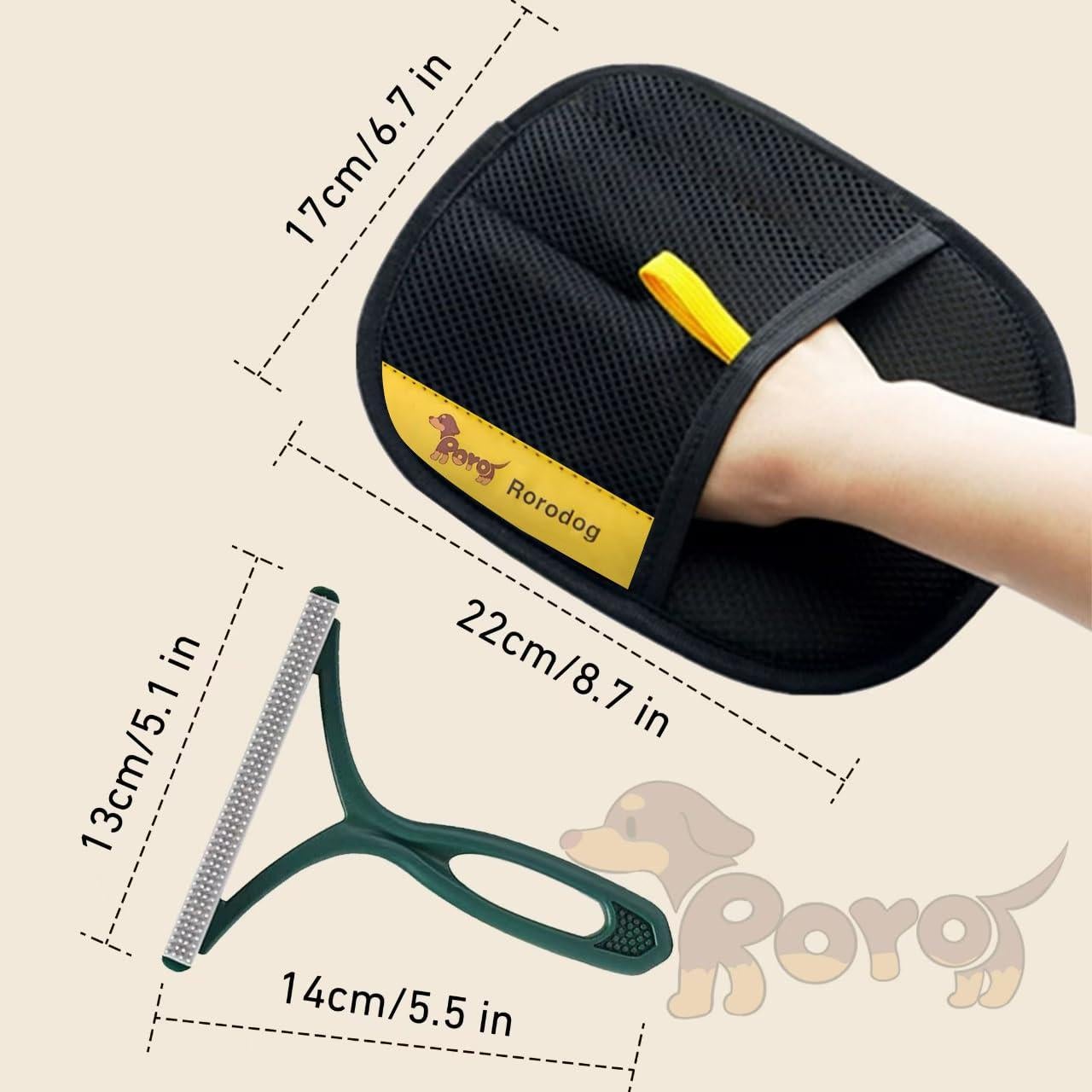 Set de 3 Guantes Removedores de Pelo de Mascotas Rorodog