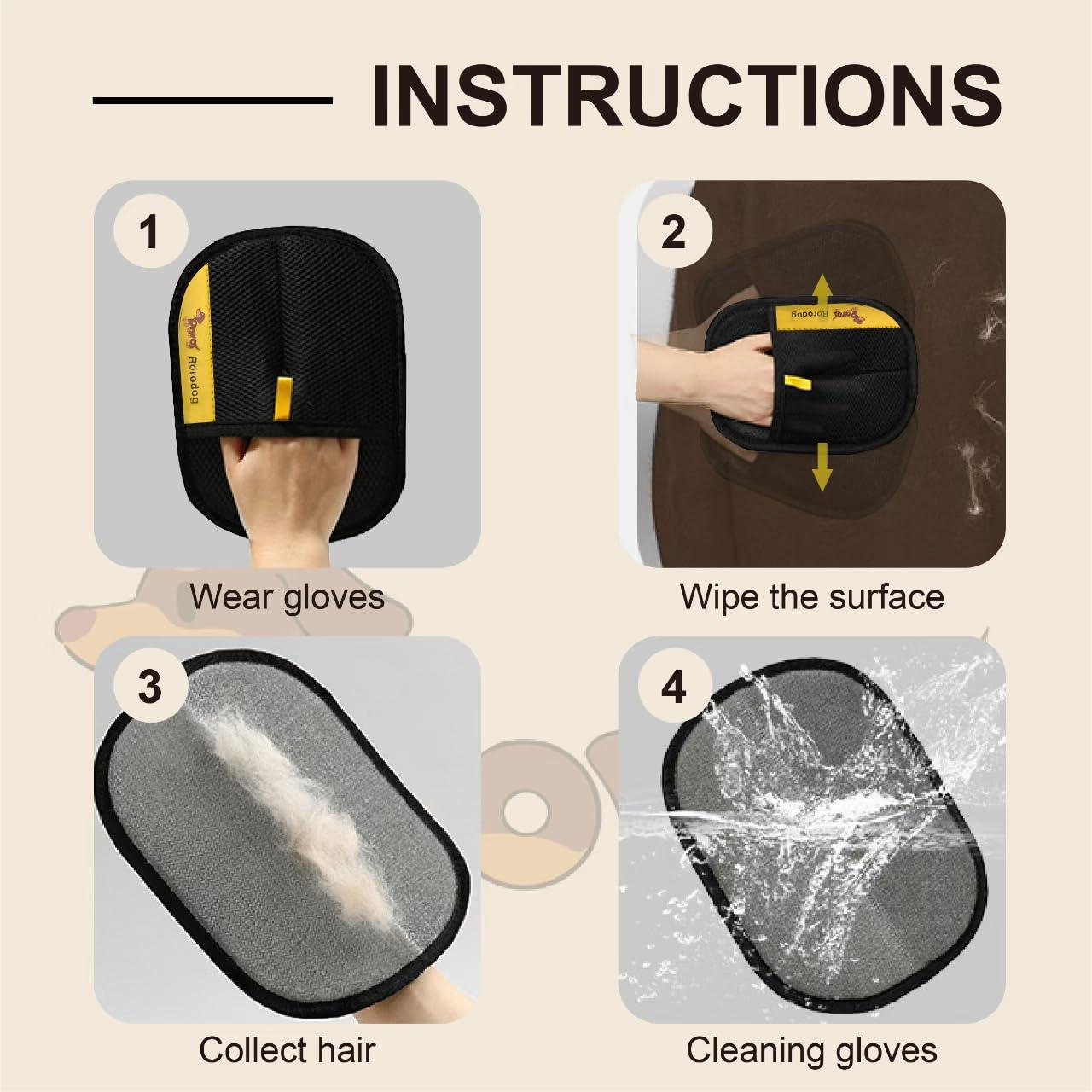 Set de 3 Guantes Removedores de Pelo de Mascotas Rorodog