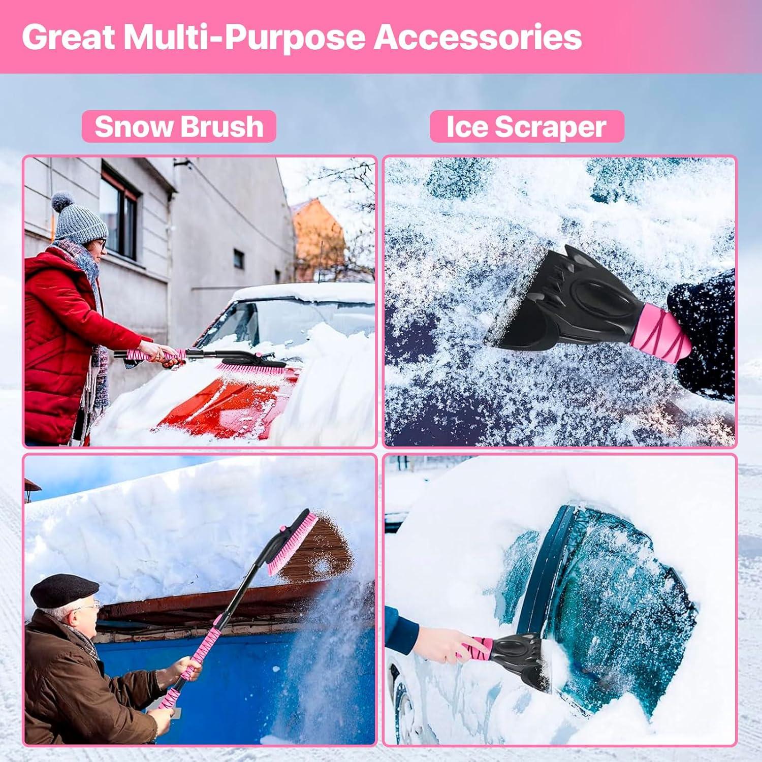 Raspador de Hielo y Cepillo de Nieve OUSHASAA 89.6-111.8 cm Rosa