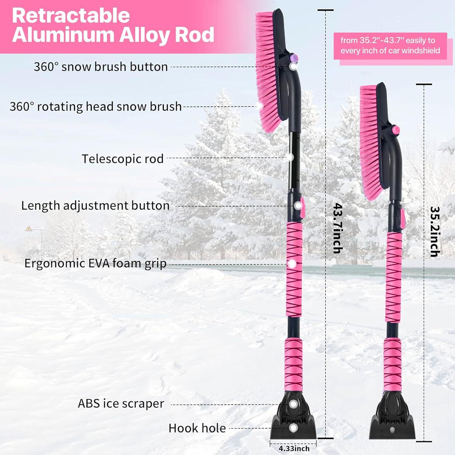 Raspador de Hielo y Cepillo de Nieve OUSHASAA 89.6-111.8 cm Rosa