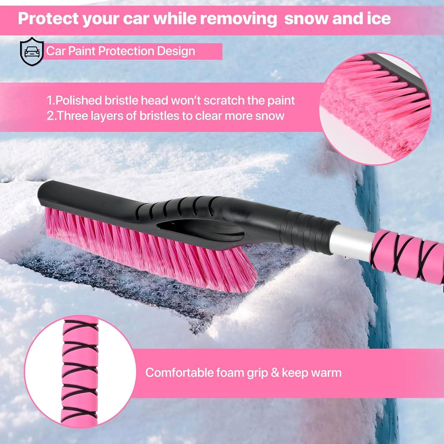 Cepillo y Raspador de Nieve OUSHASAA 68.58 cm Rosa 2 Piezas