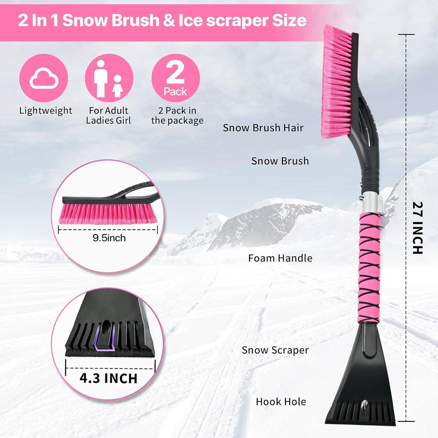 Cepillo y Raspador de Nieve OUSHASAA 68.58 cm Rosa 2 Piezas