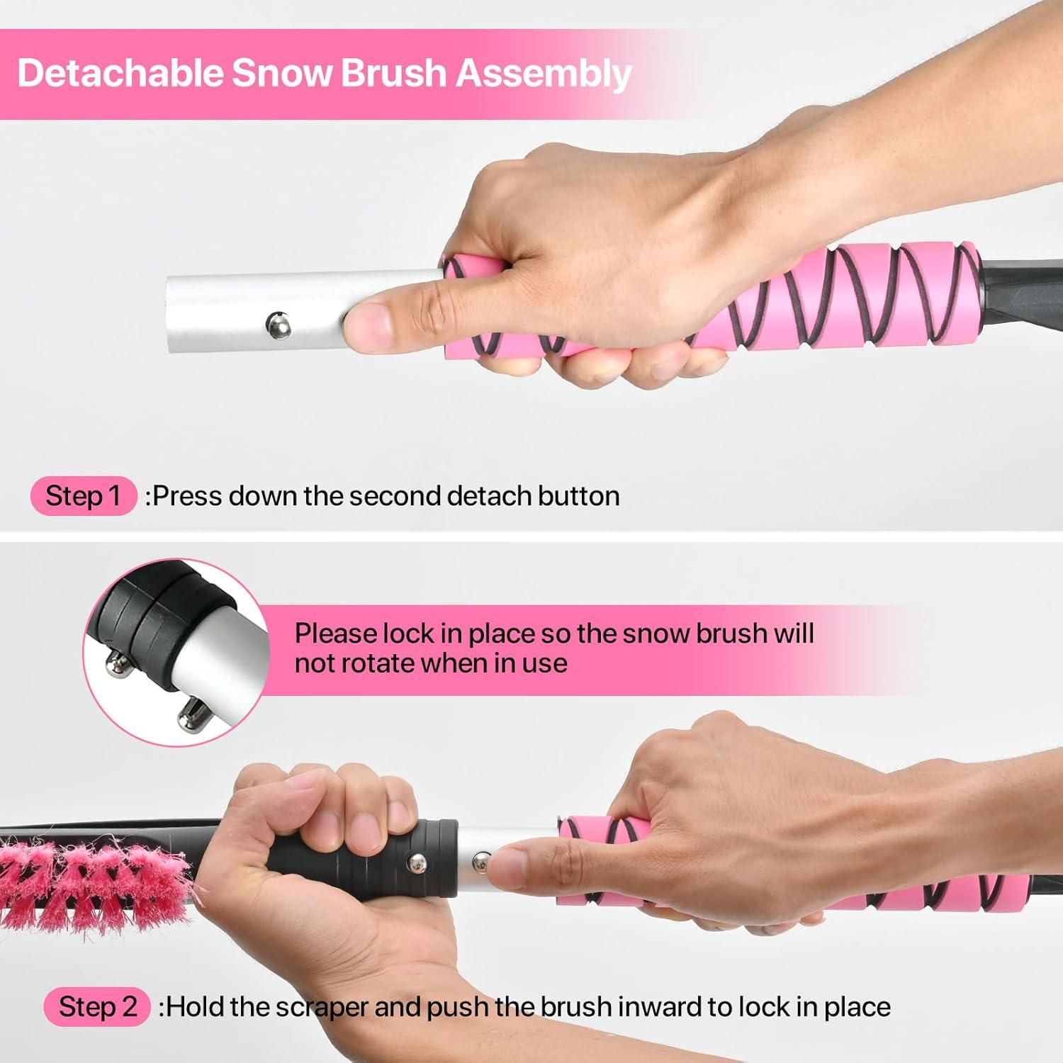 Cepillo y Raspador de Nieve OUSHASAA 68.58 cm Rosa 2 Piezas