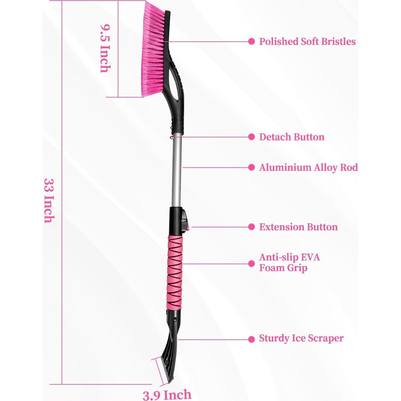 Raspador de Hielo y Cepillo HEEYA 2 en 1 Extensible 83.82 cm Rosa