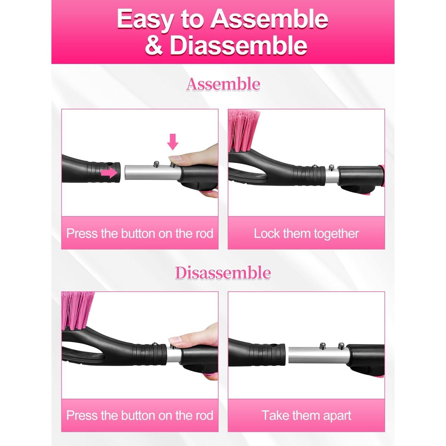 Raspador de Hielo y Cepillo HEEYA 2 en 1 Extensible 83.82 cm Rosa