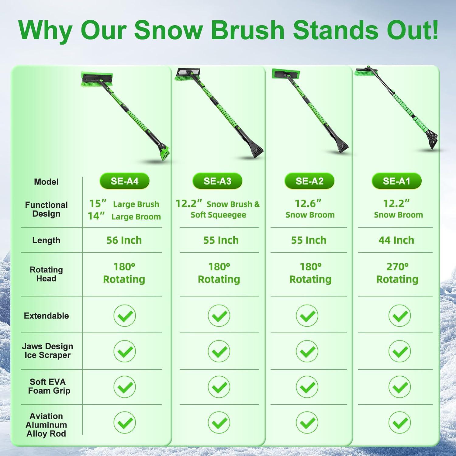 Cepillo de Nieve SEAAES 142 cm Extensible para SUV y Camiones