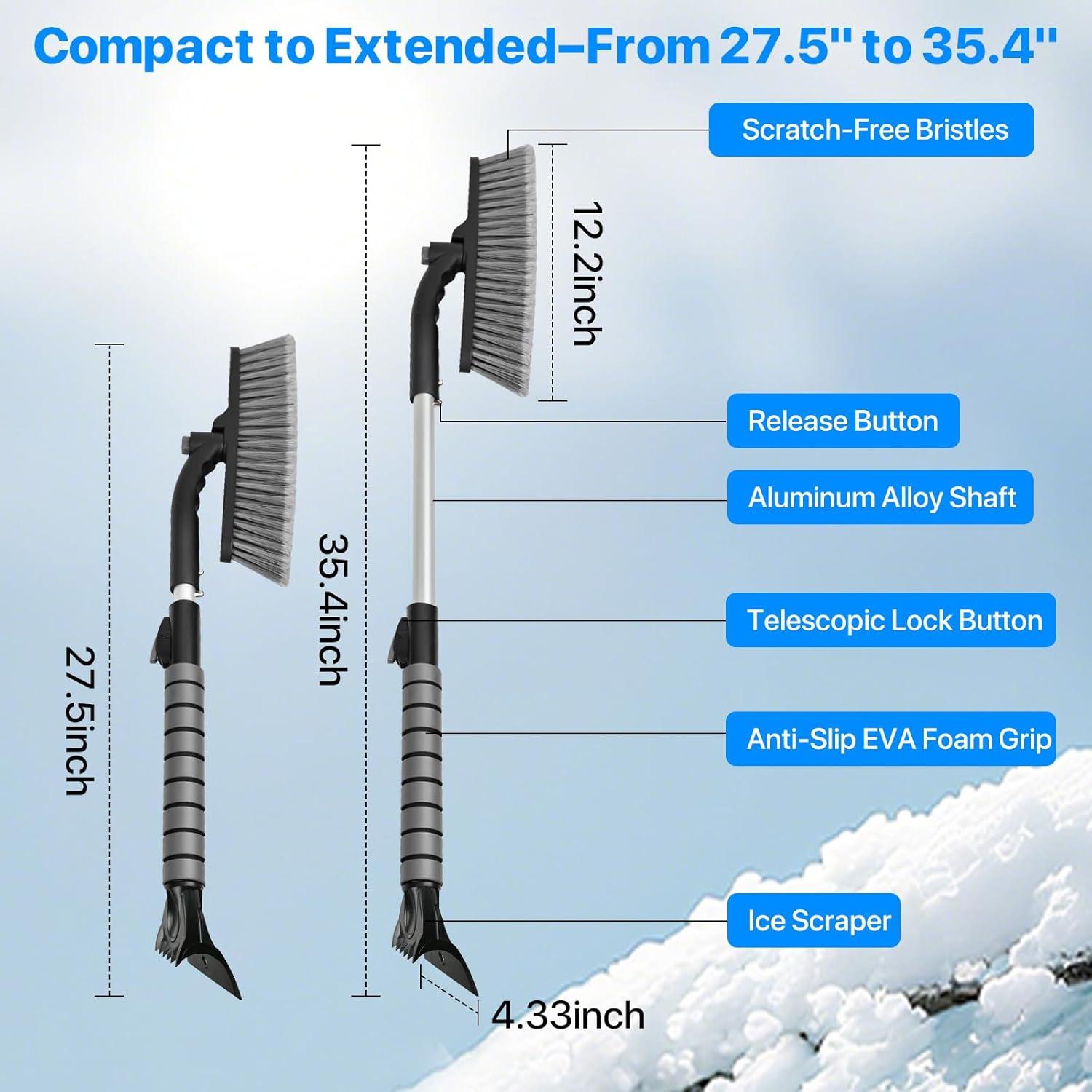 Raspador de Hielo y Cepillo de Nieve OUSHASAA 89.9 cm Gris