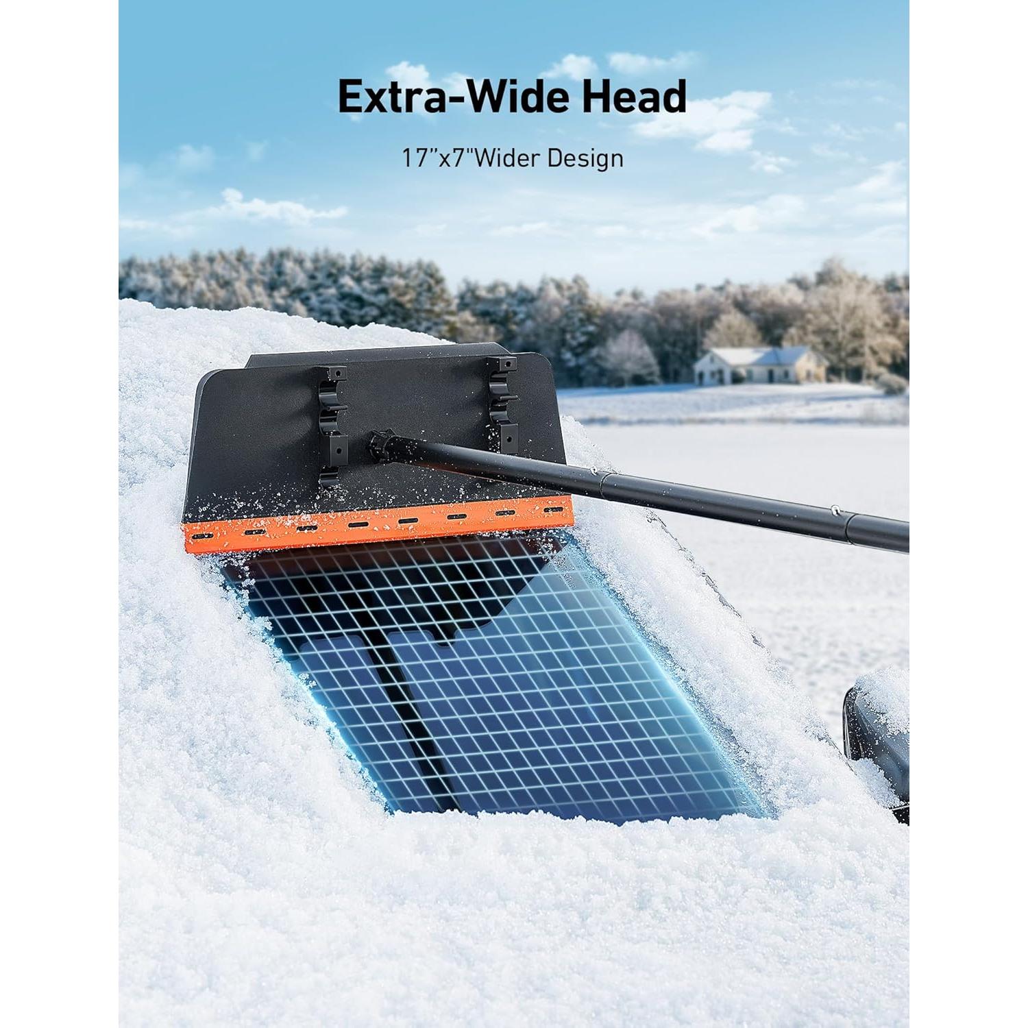 AstroAI Escoba de Nieve 2-en-1 con Raspador de Hielo 121.9 cm