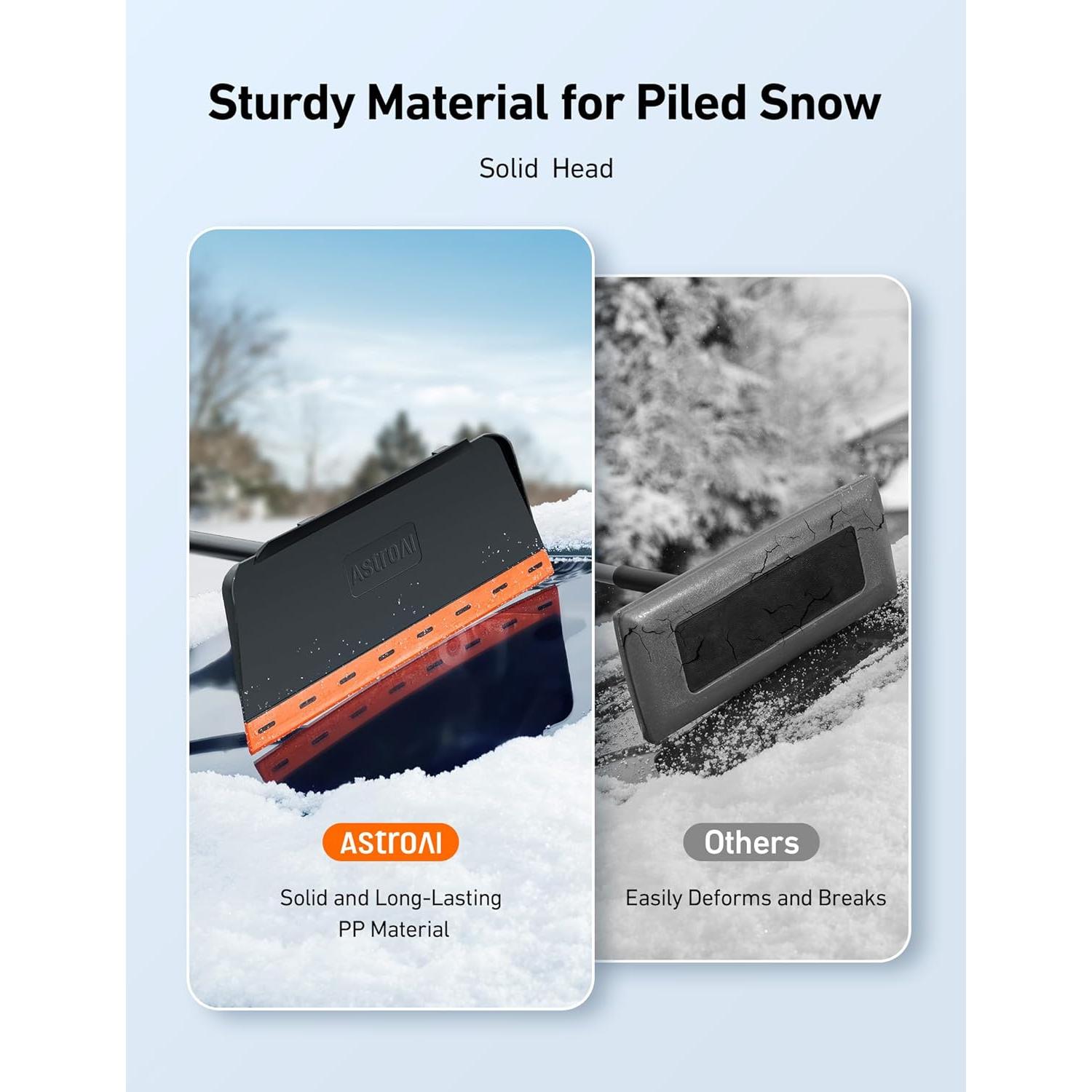 AstroAI Escoba de Nieve 2-en-1 con Raspador de Hielo 121.9 cm