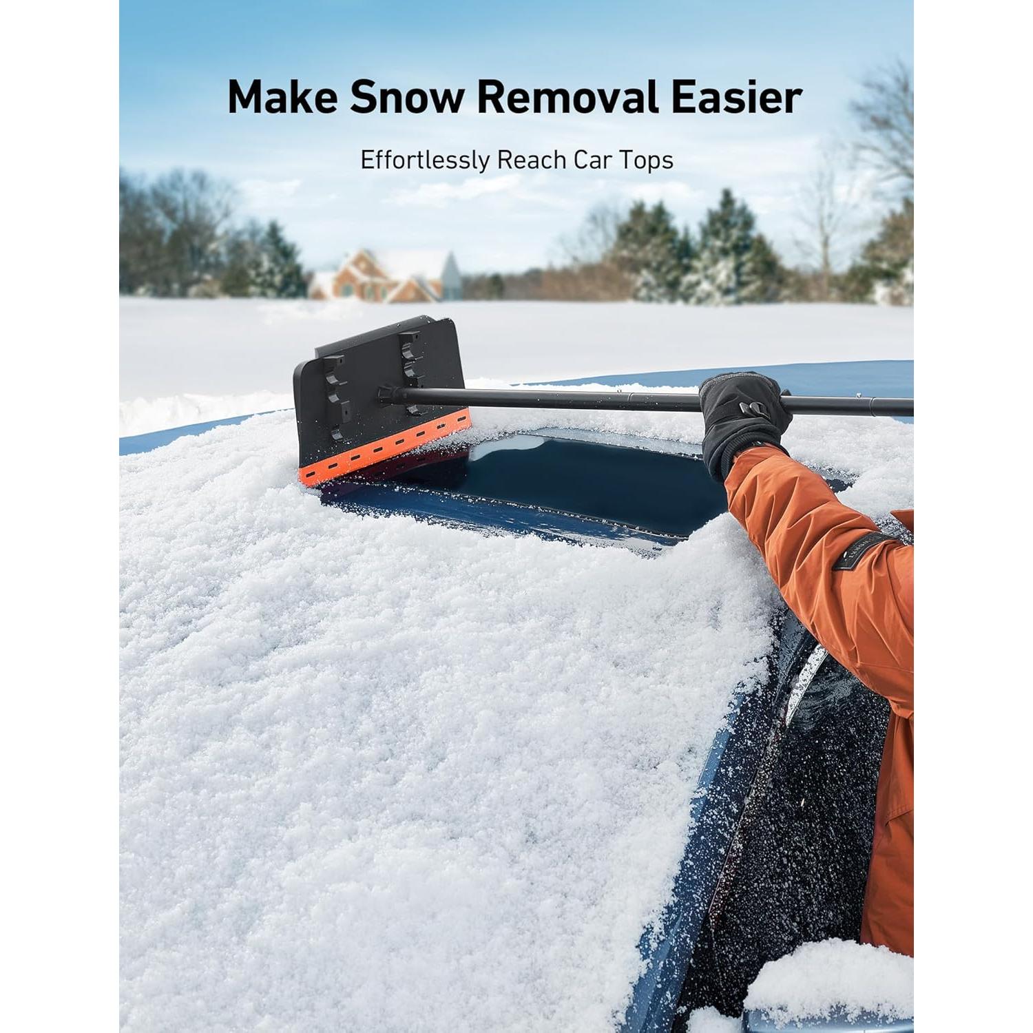 AstroAI Escoba de Nieve 2-en-1 con Raspador de Hielo 121.9 cm