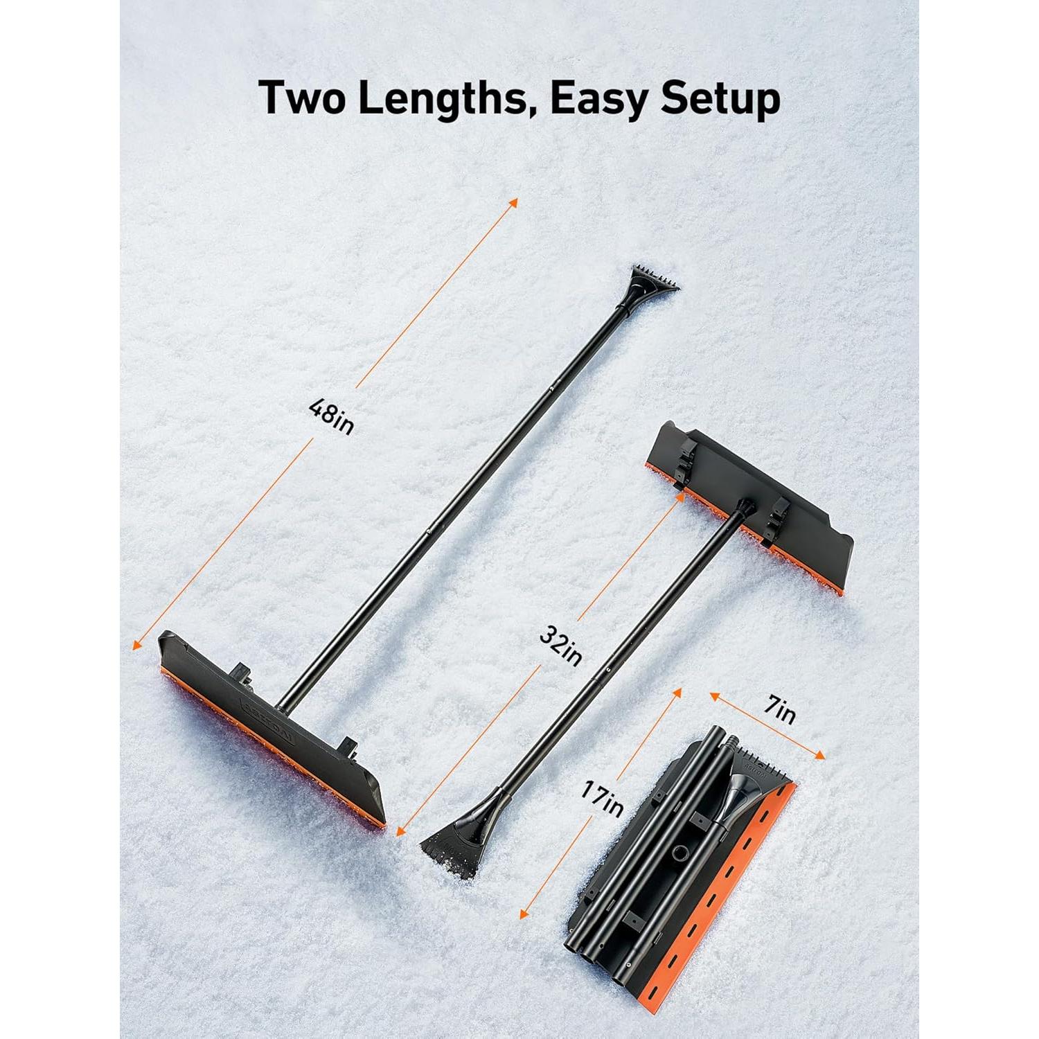 AstroAI Escoba de Nieve 2-en-1 con Raspador de Hielo 121.9 cm