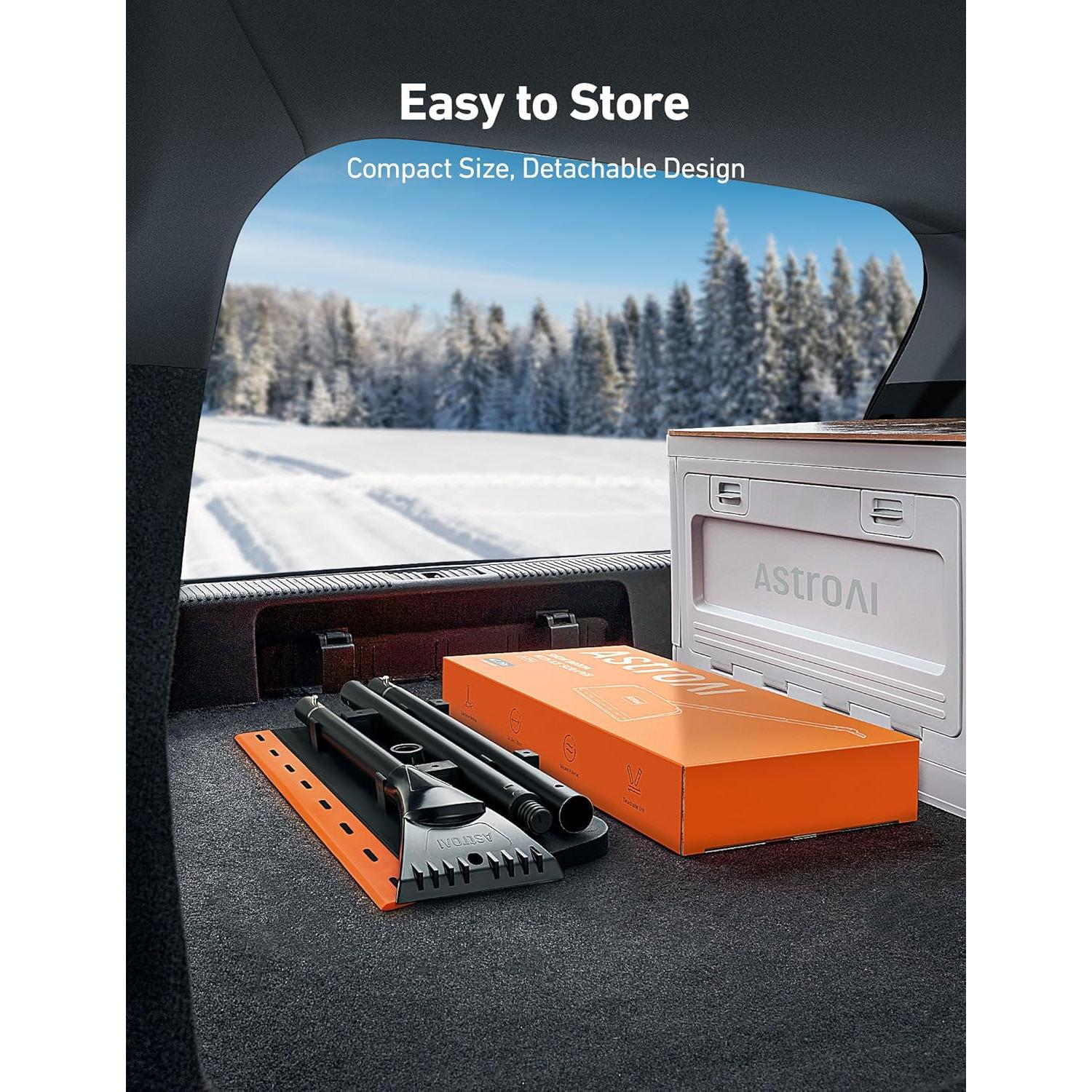 AstroAI Escoba de Nieve 2-en-1 con Raspador de Hielo 121.9 cm