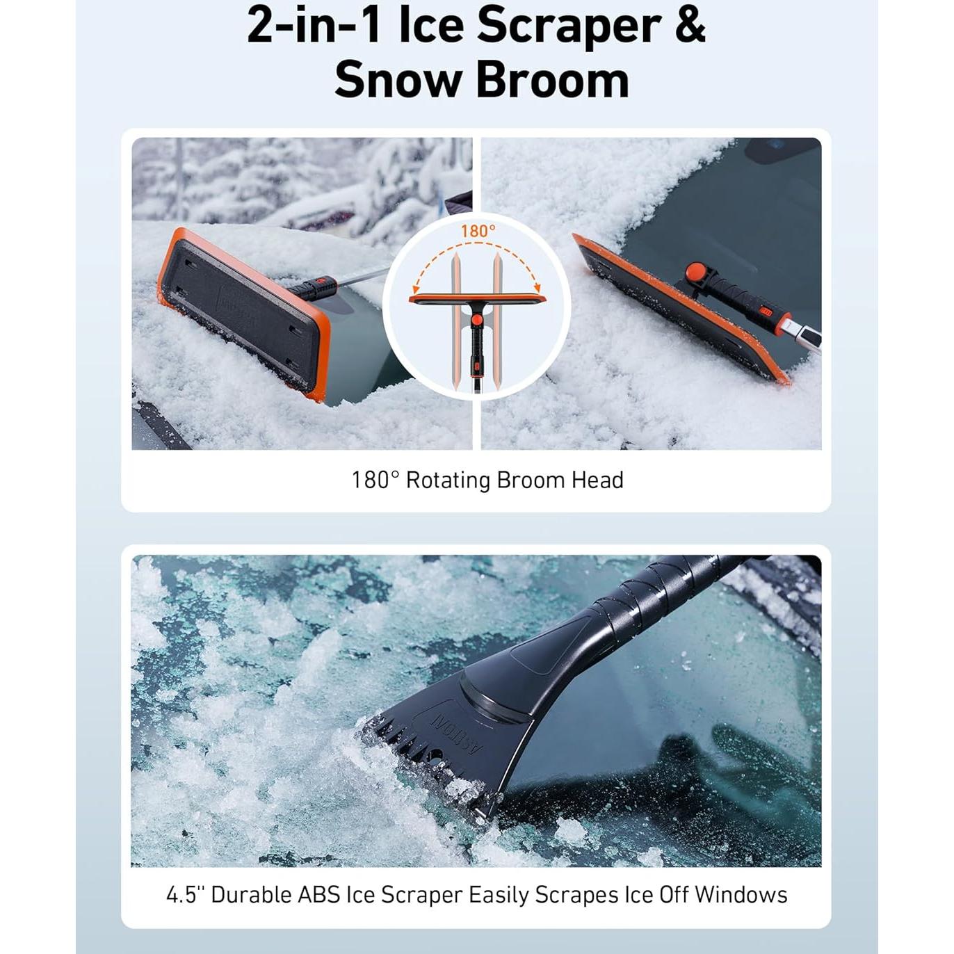 Cepillo de Nieve 2-en-1 AstroAI 120 cm con Raspador de Hielo