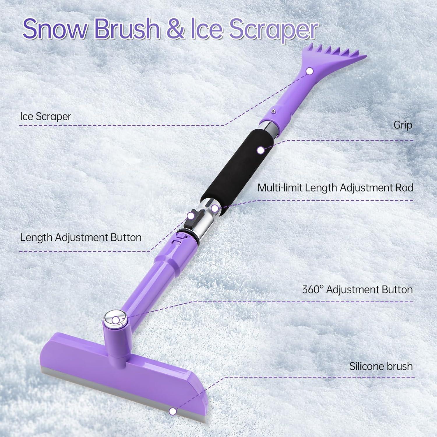 Raspador de Hielo y Cepillo de Nieve BESTYOU 125 cm Púrpura