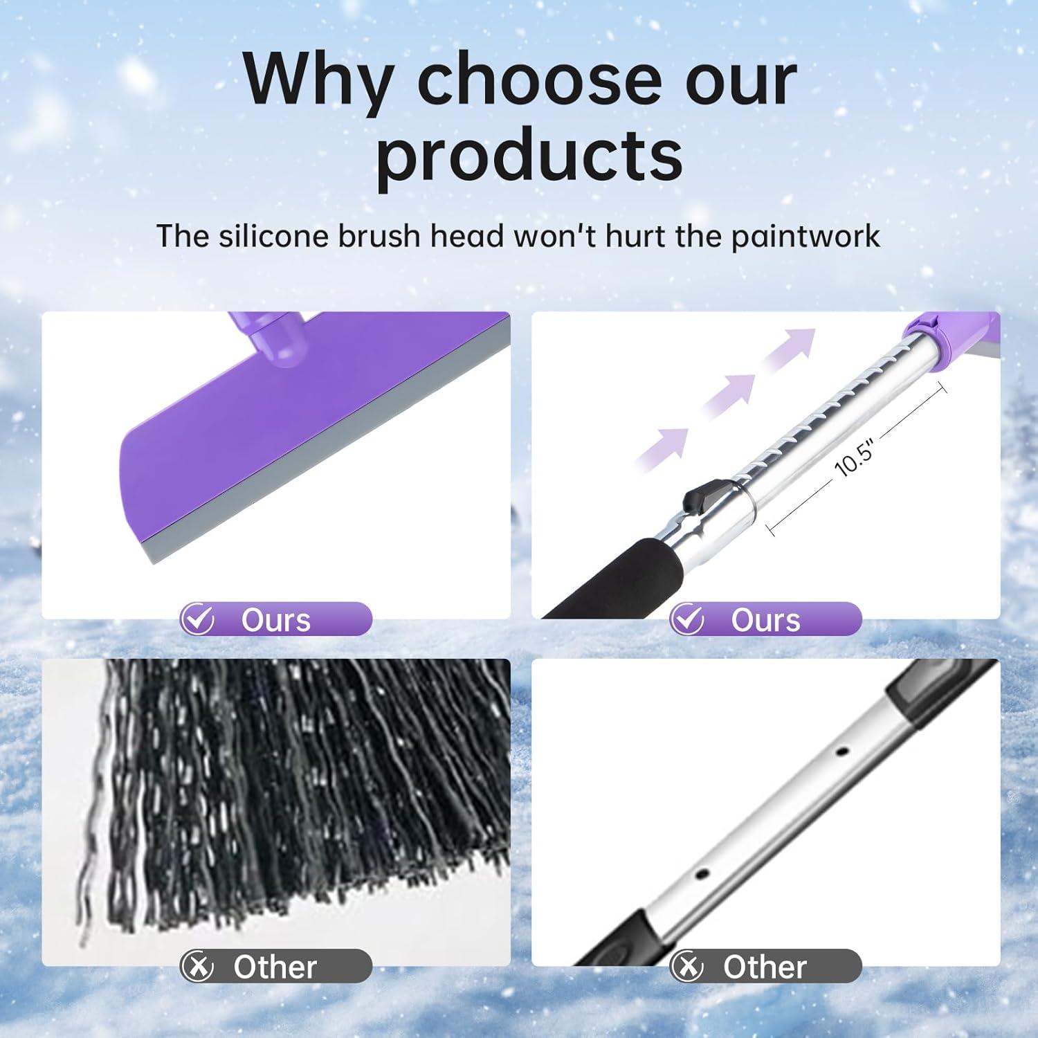 Raspador de Hielo y Cepillo de Nieve BESTYOU 125 cm Púrpura