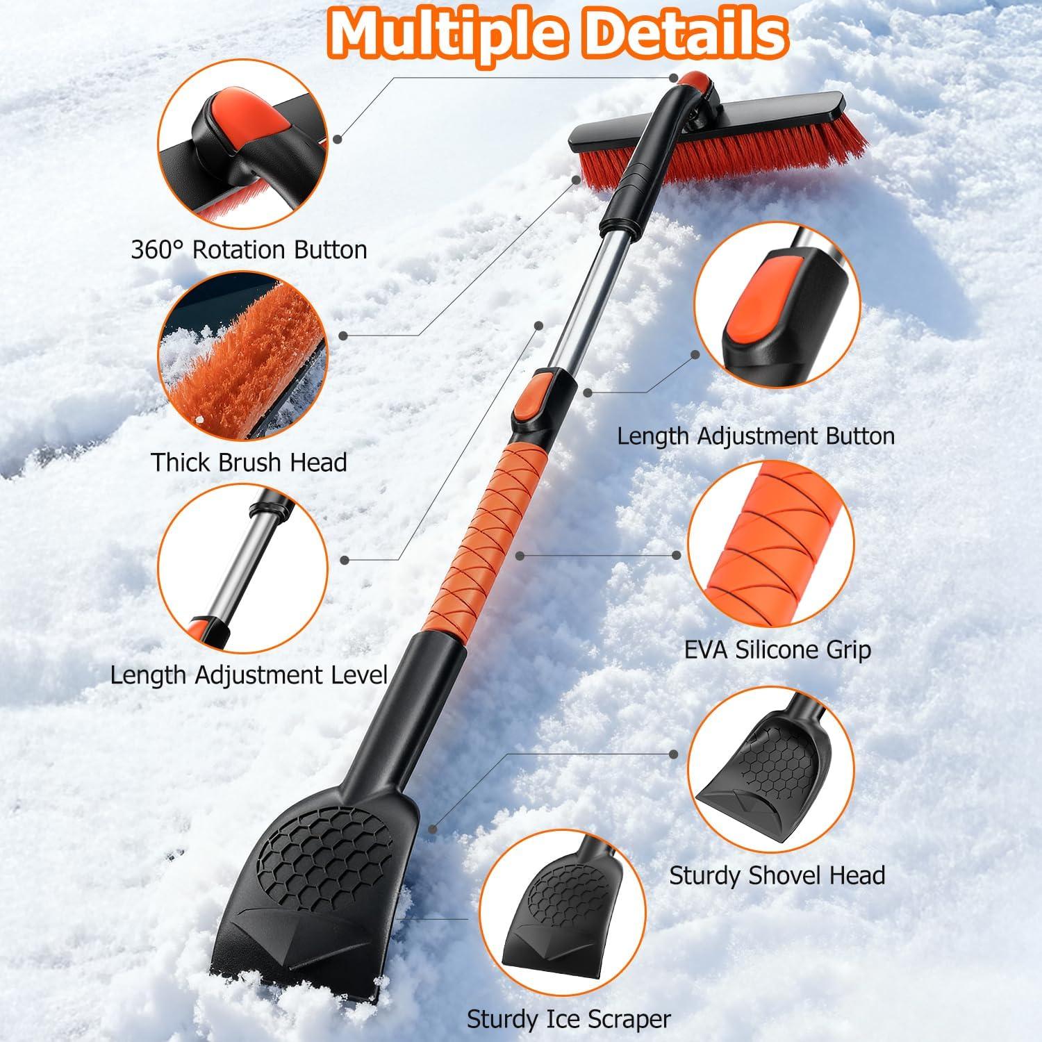 Cepillo de Nieve y Raspador de Hielo DMJN 3-en-1 Extensible 106.68 cm