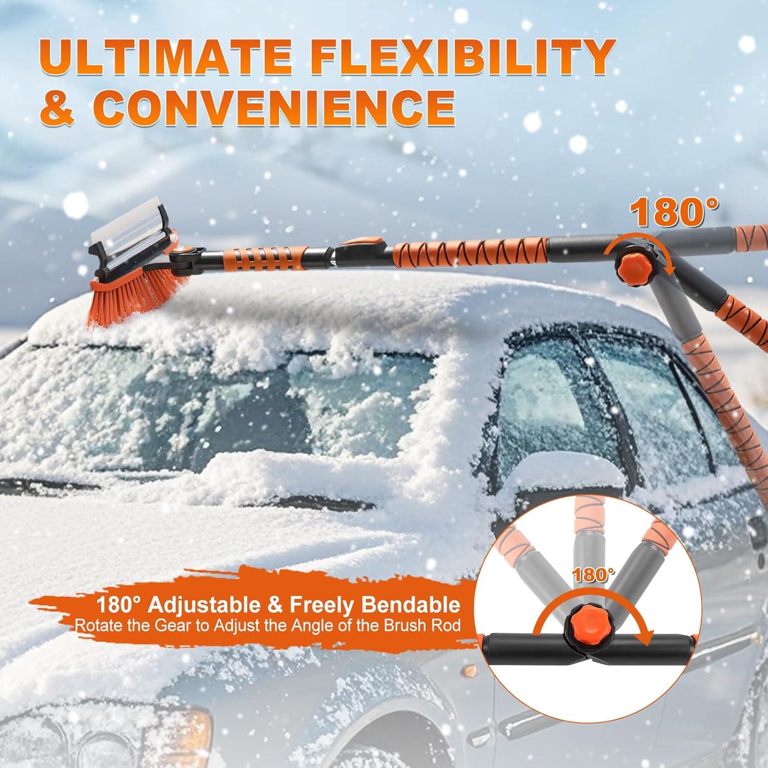 Cepillo de Nieve Plegable SKYJDM 158.5 cm Naranja Ajustable