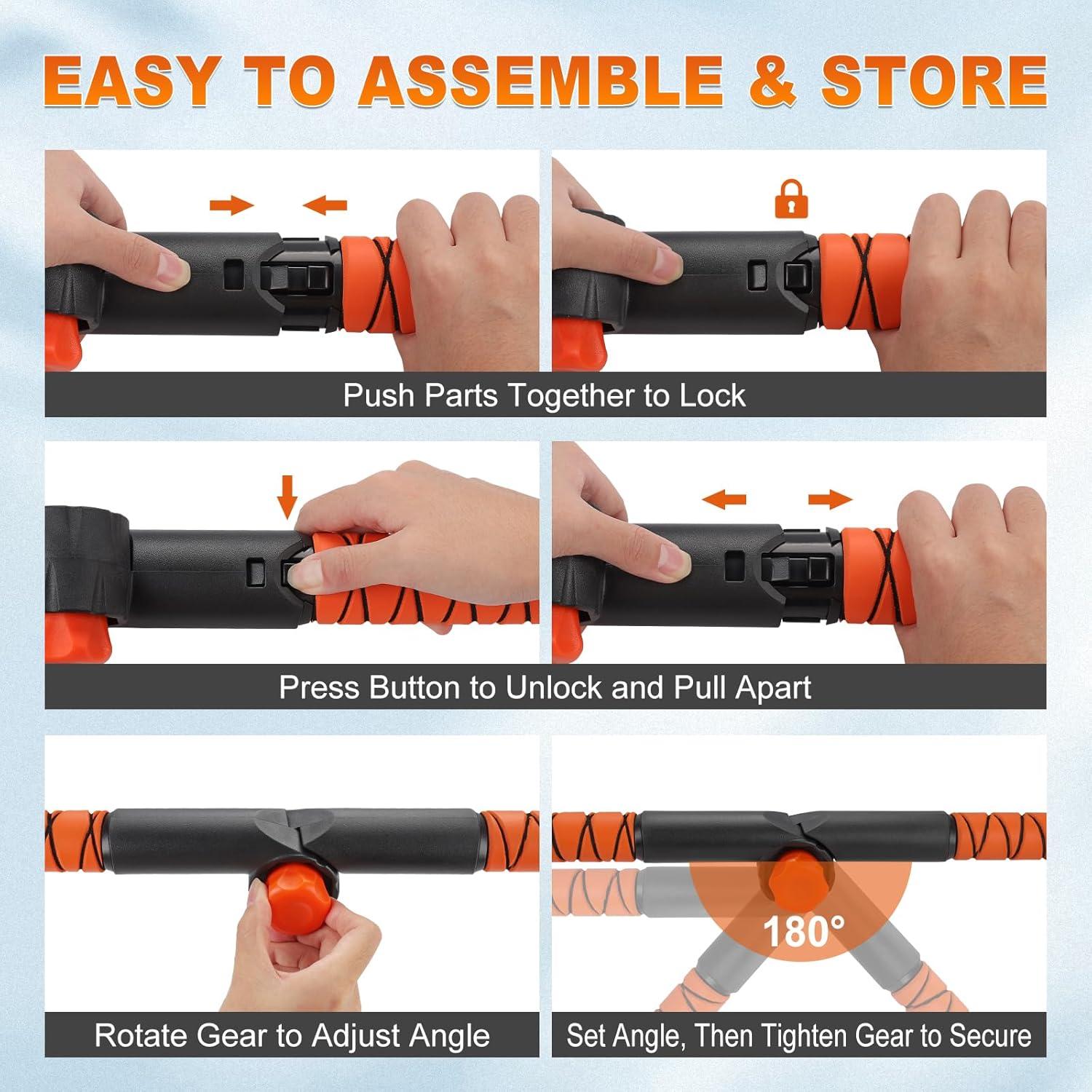 Cepillo de Nieve Plegable SKYJDM 158.5 cm Naranja Ajustable