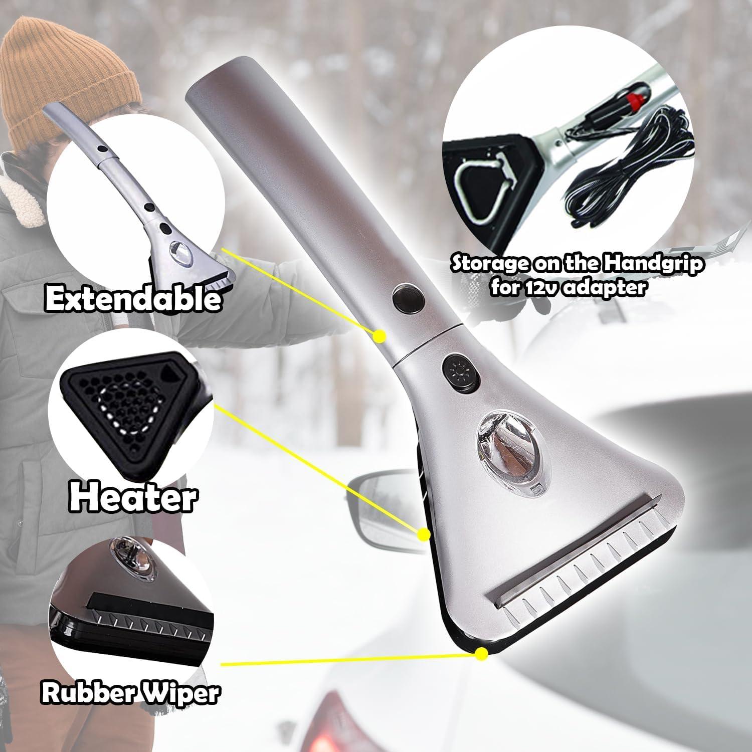Raspador de Hielo Calentado ZONETECH 12V Extensible con Luz LED